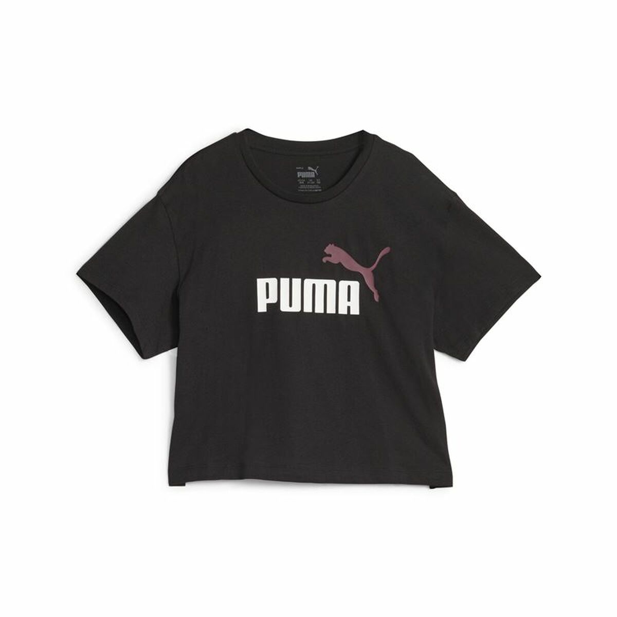 Child’s Short Sleeve T-Shirt Puma Girls Logo Cropped Black