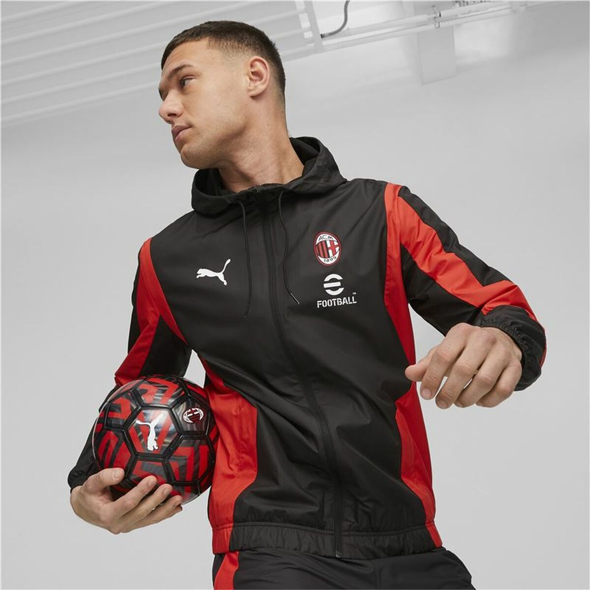 Men’s Sports Jacket Puma Ac Milan Prematch Black Red