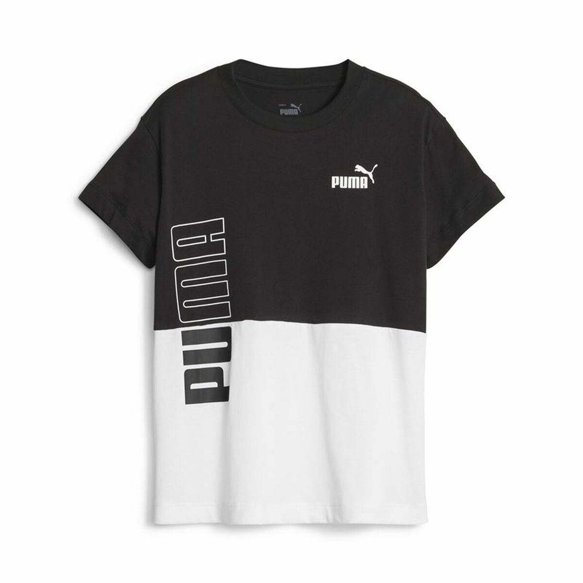 Child’s Short Sleeve T-Shirt Puma Power Colorblock White Black