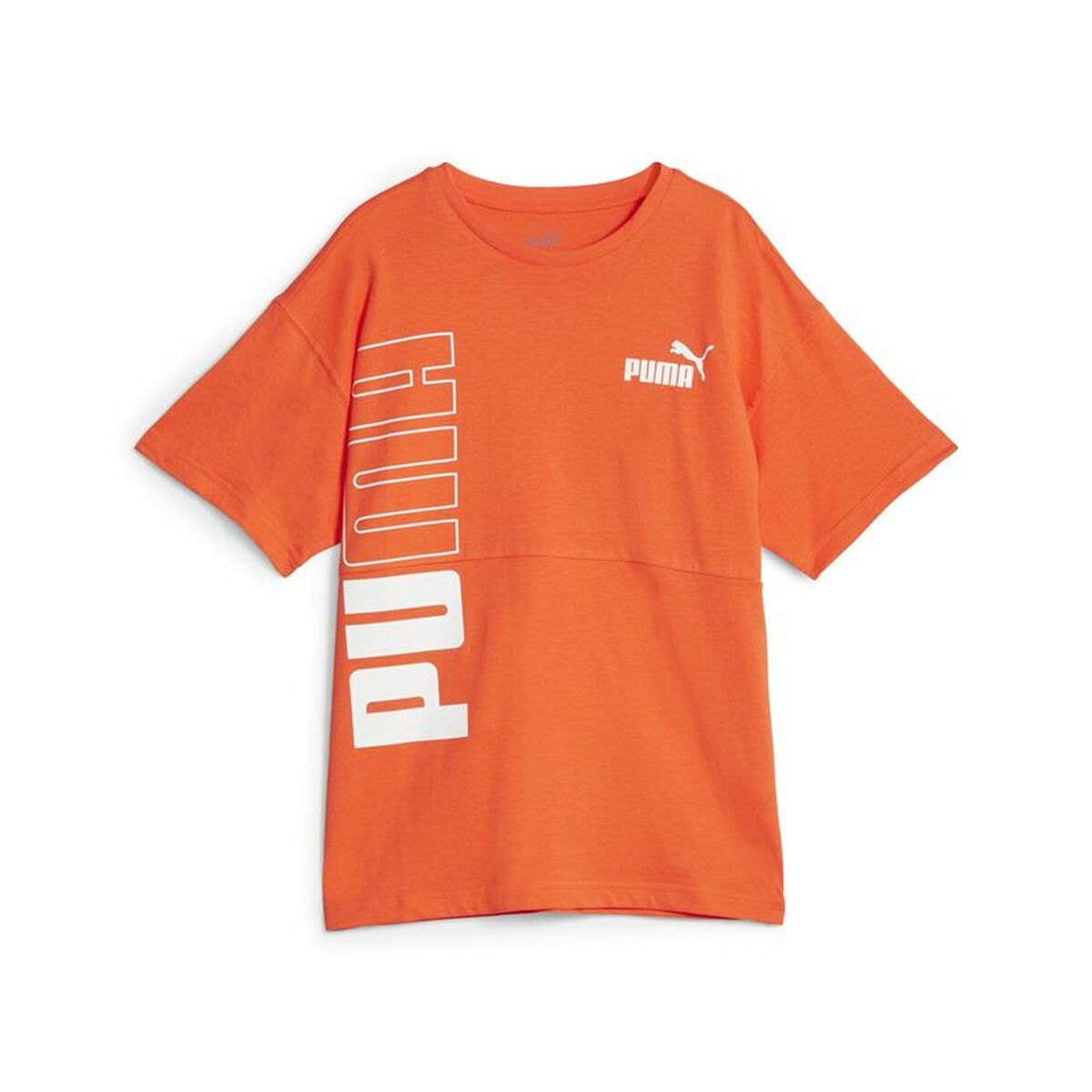 Child’s Short Sleeve T-Shirt Puma Power Colorblock Dark Orange