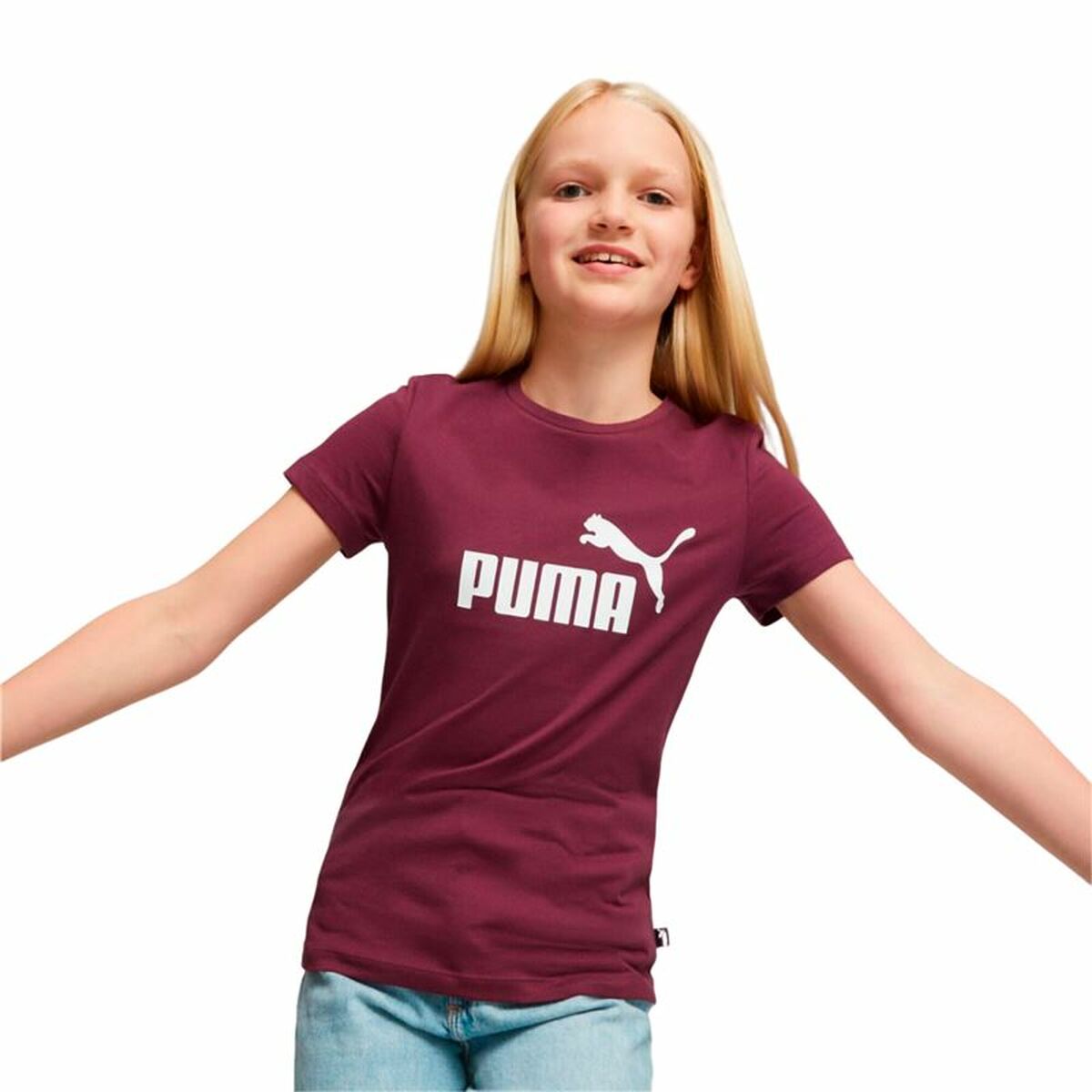 Child’s Short Sleeve T-Shirt Puma Ess Logo Maroon