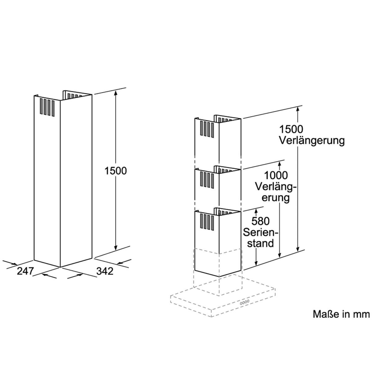 Extension Chimney for Extractor Hood Balay DHZ1233 1,5 m
