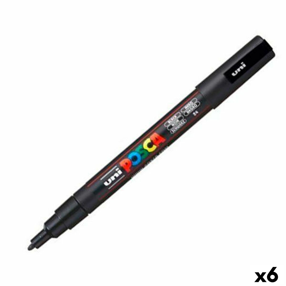 Marker pen/felt-tip pen POSCA PC-3M Black (6 Units) Marker pen/felt-tip pen POSCA PC-3M Black (6 Units)