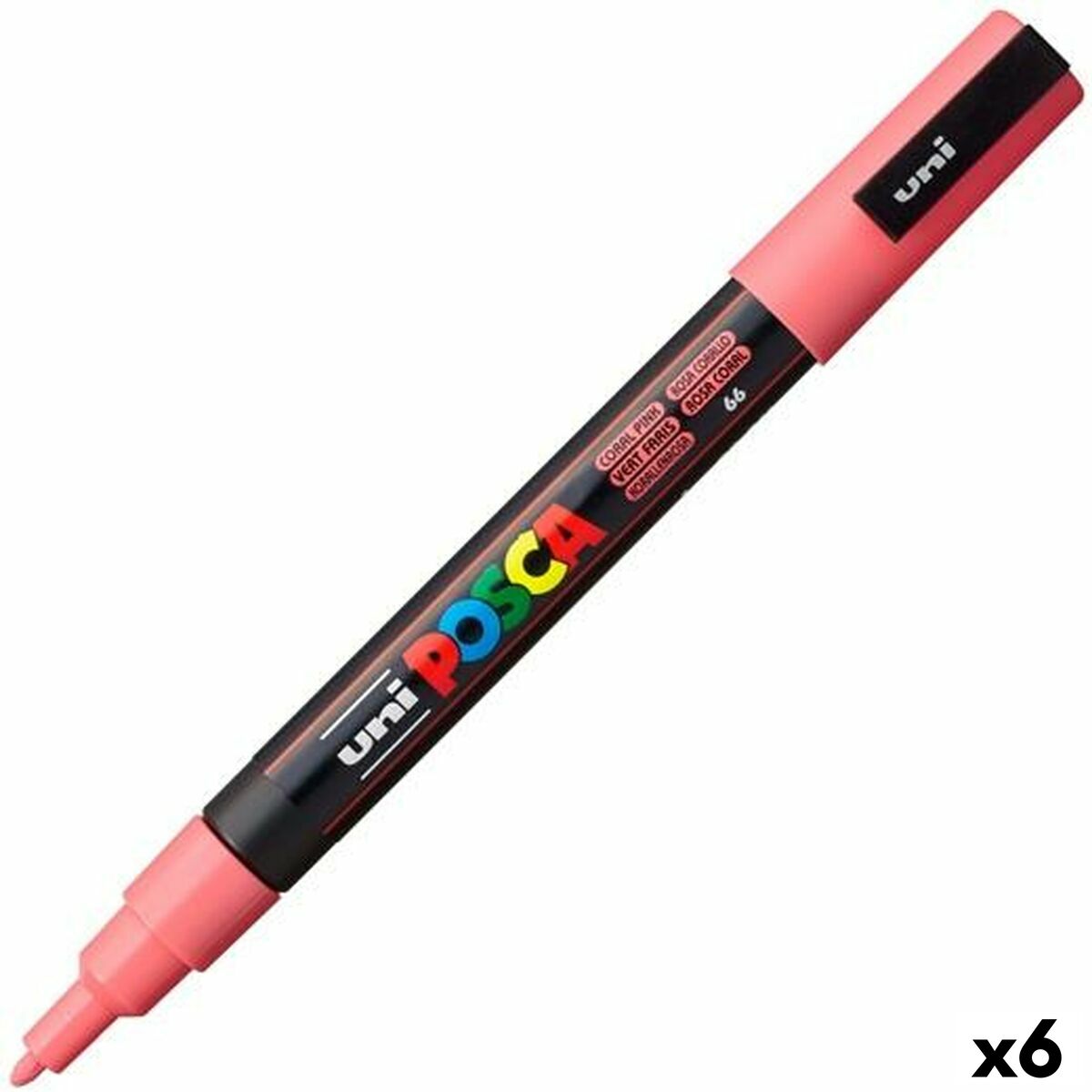 Acrylic paint marker POSCA PC-3M Coral 0,9-1,3 mm (6 Units) Acrylic paint marker POSCA PC-3M Coral 0,9-1,3 mm (6 Units)