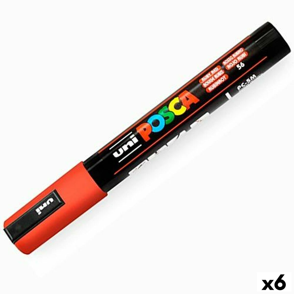Acrylic paint marker POSCA PC-5M Ruby 1,8-2,5 mm (6 Units) Acrylic paint marker POSCA PC-5M Ruby 1,8-2,5 mm (6 Units)