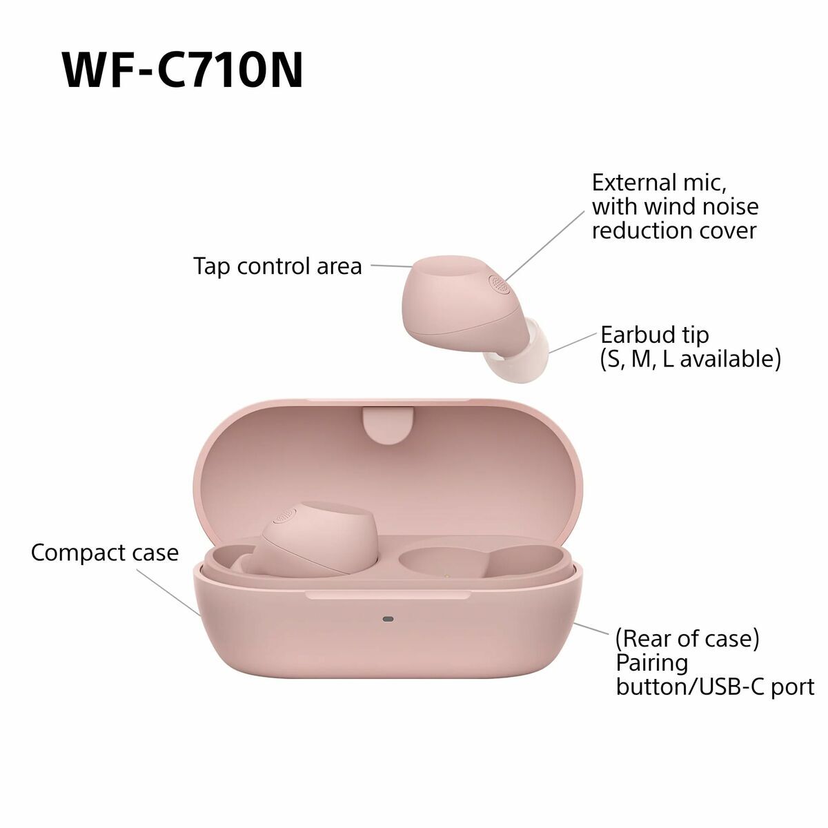 Headphones Sony WF-C710NP Pink