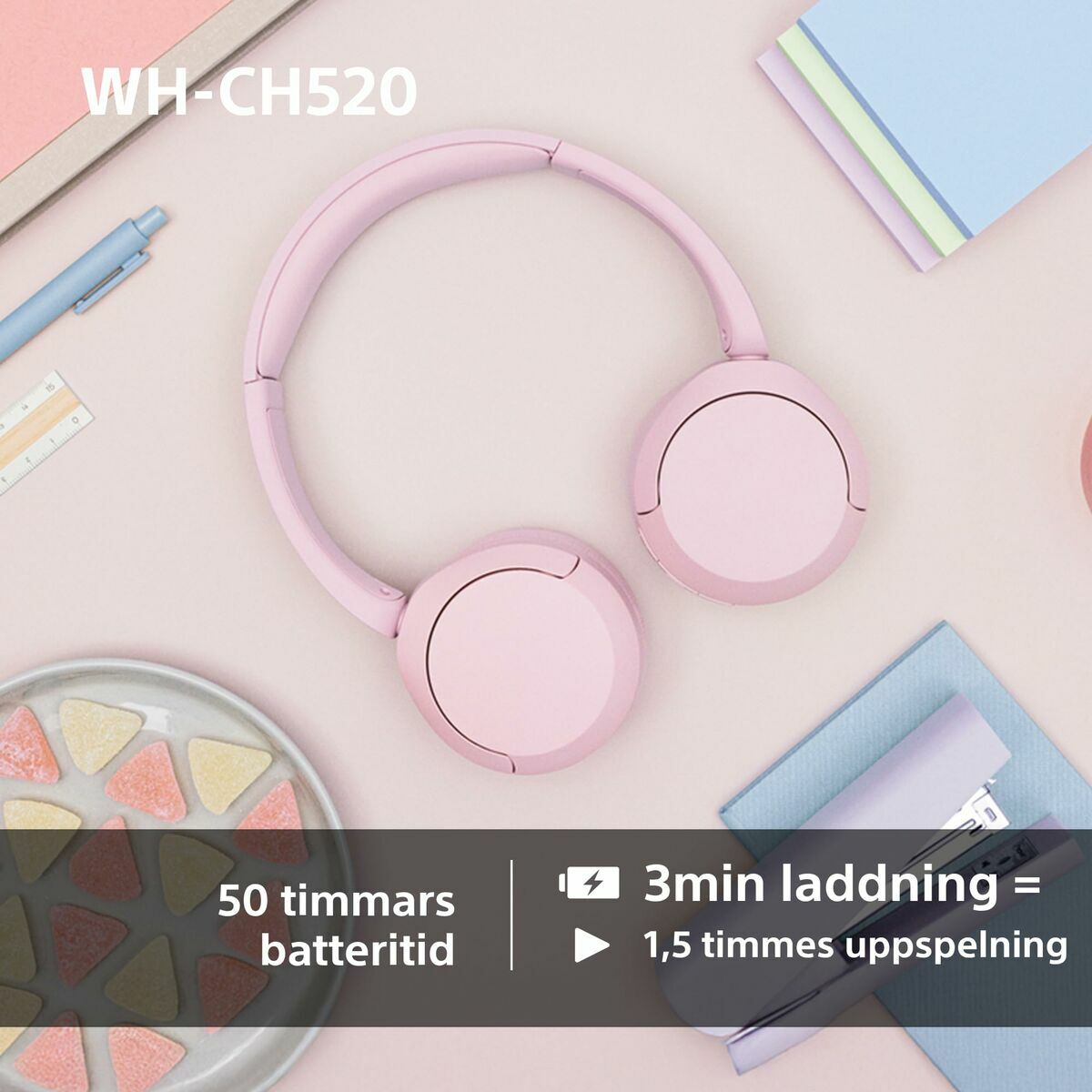 Headphones with Headband Sony WHCH520P      * Pink