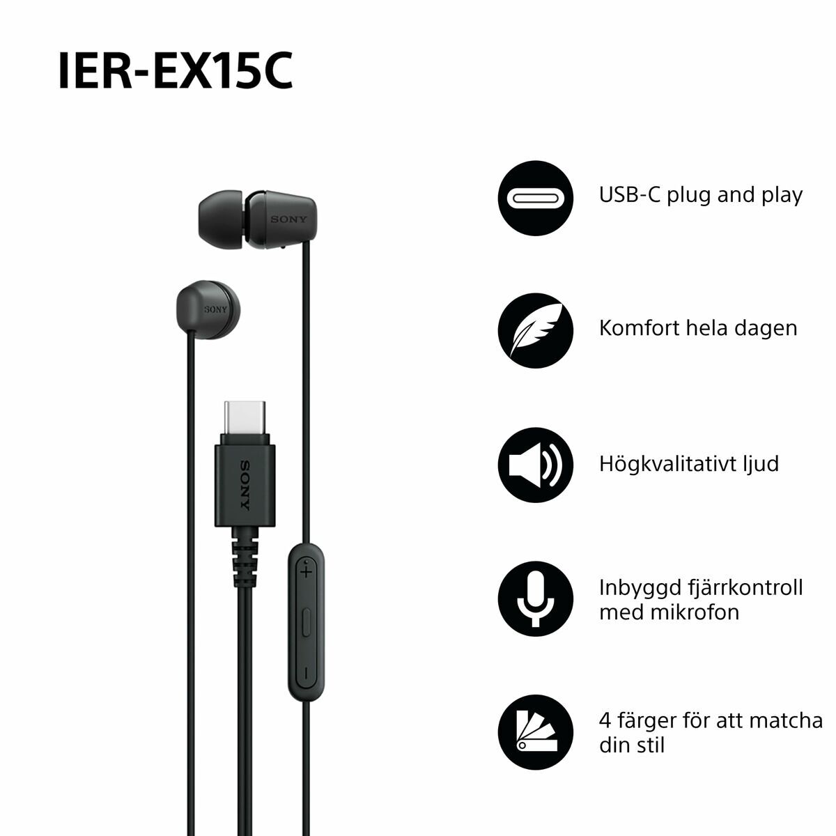 Headphones Sony IEREX15CB Black