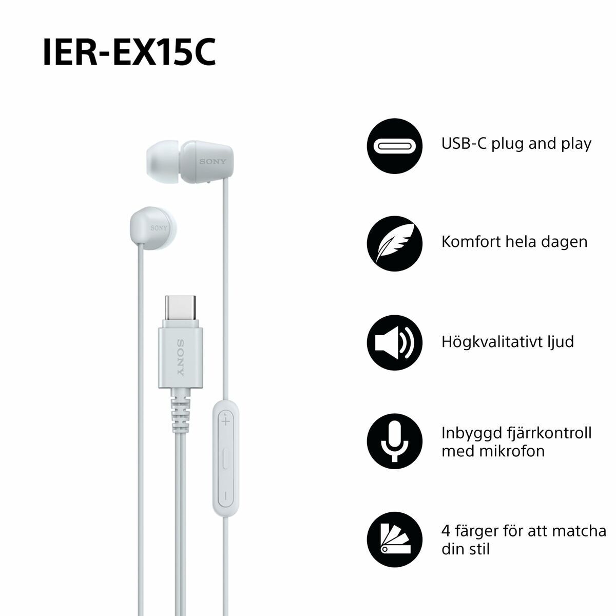 Headphones Sony IEREX15CW White