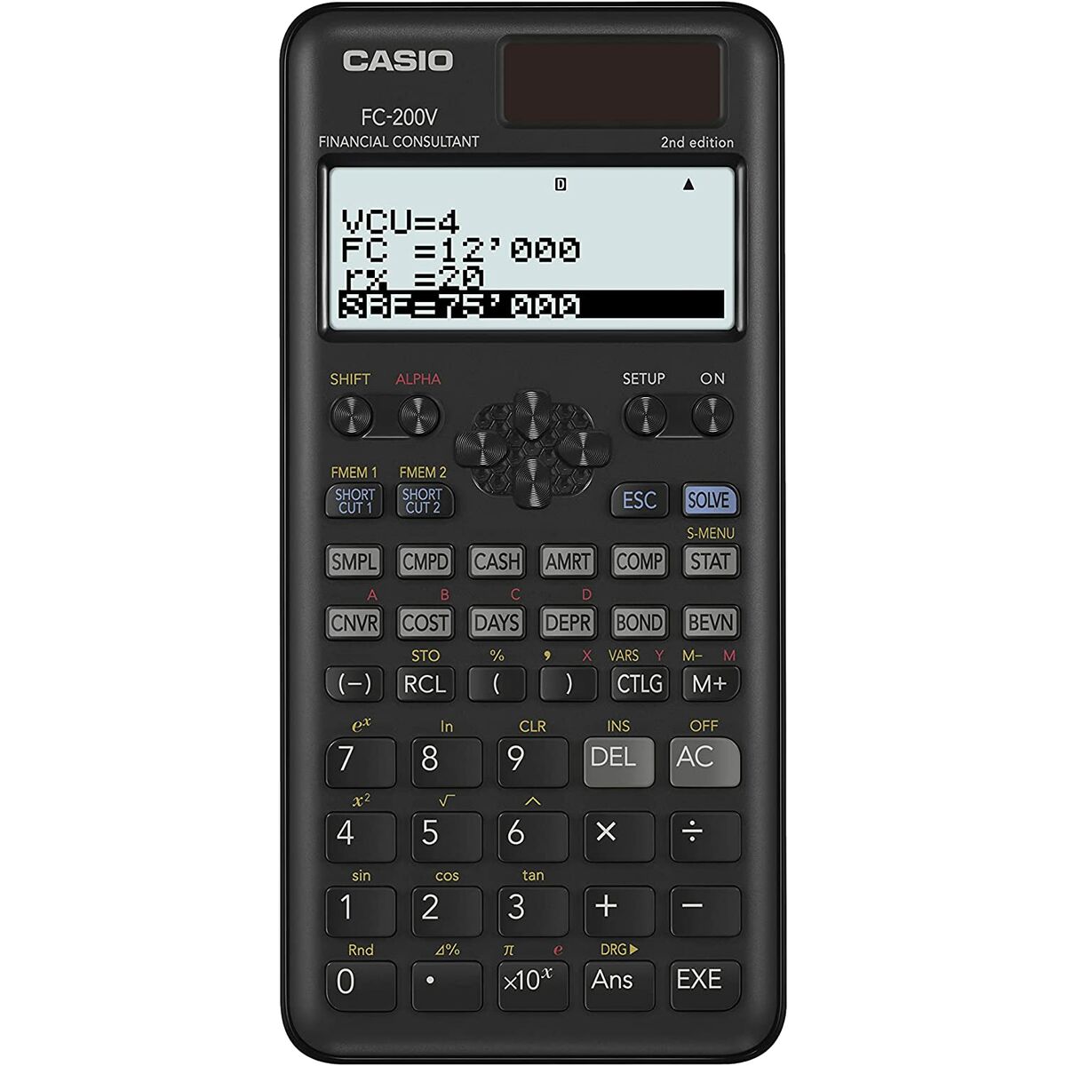 Calculator Casio FC-200V-2-W-ET Black Plastic 16,2 x 7,7 x 1,1 cm
