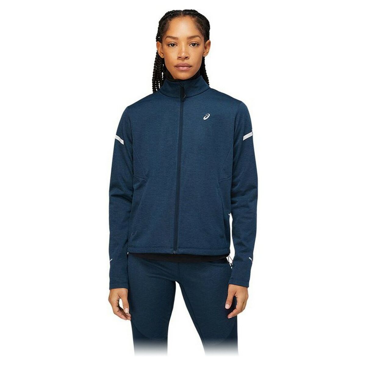 Women’s Sports Jacket Asics Lite-Show Navy Blue Women’s Sports Jacket Asics Lite-Show Navy Blue