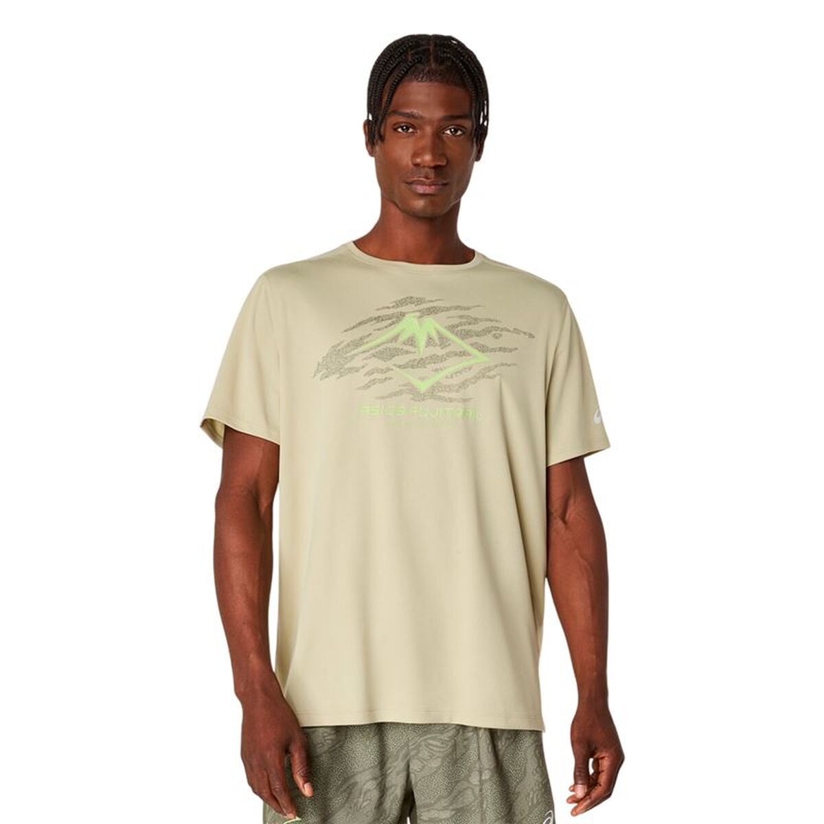 Men’s Short Sleeve T-Shirt Asics Fujitrail Logo Beige Men’s Short Sleeve T-Shirt Asics Fujitrail Logo Beige