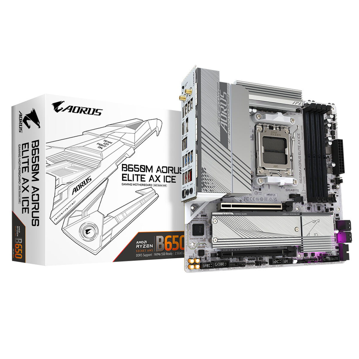 Motherboard Gigabyte B650M AORUS ELITE AX ICE AMD B650 AMD AM5 Motherboard Gigabyte B650M AORUS ELITE AX ICE AMD B650 AMD AM5
