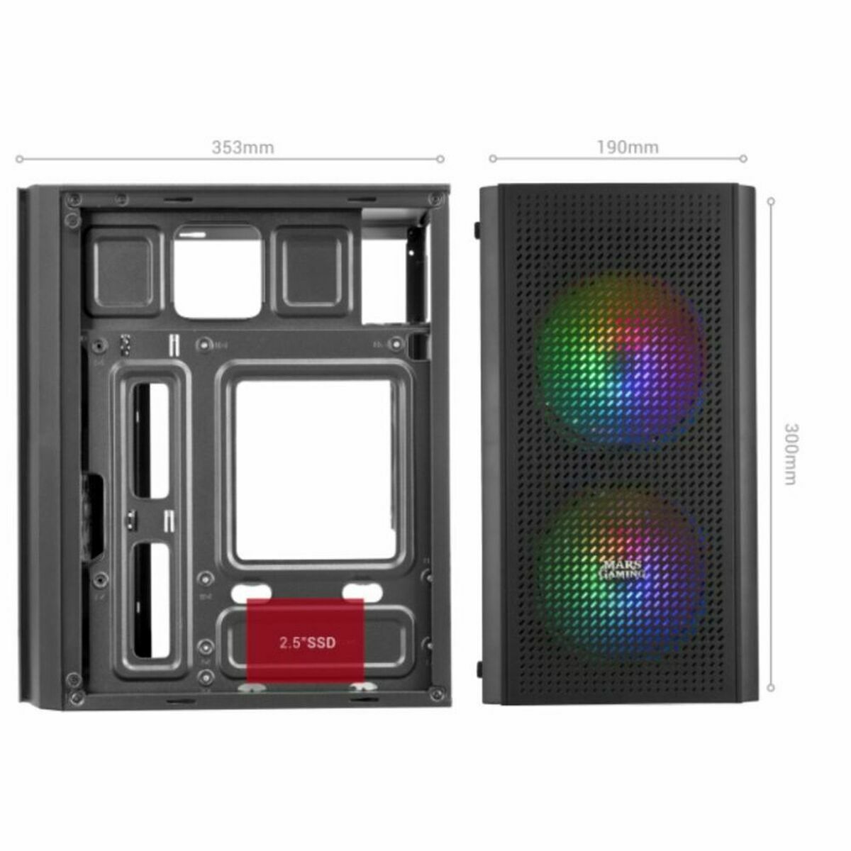 ATX Semi-tower Box Mars Gaming MC300 Black LED RGB RGB mATX