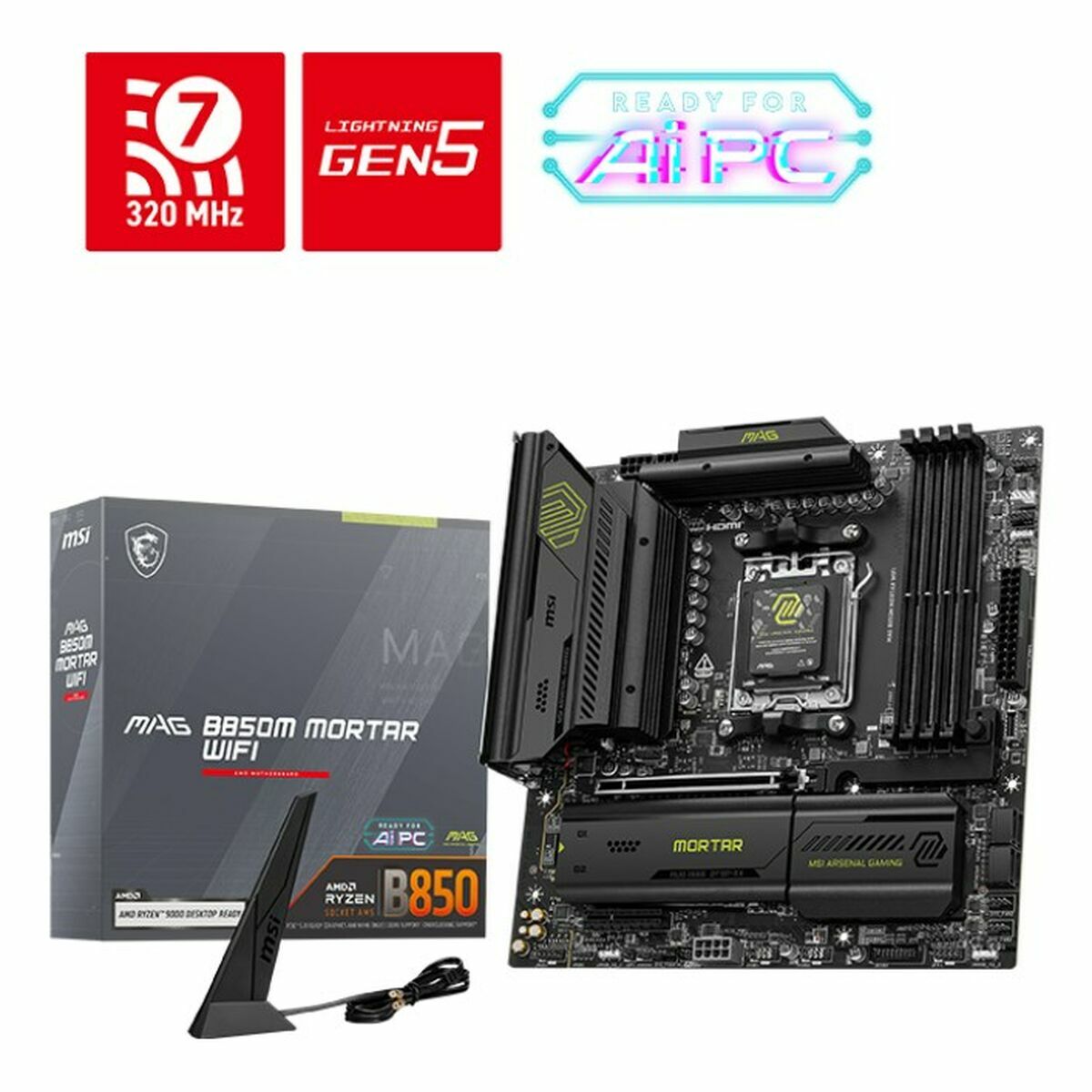 Motherboard MSI MAG B850M MORTAR WIFI AMD AM5 Motherboard MSI MAG B850M MORTAR WIFI AMD AM5