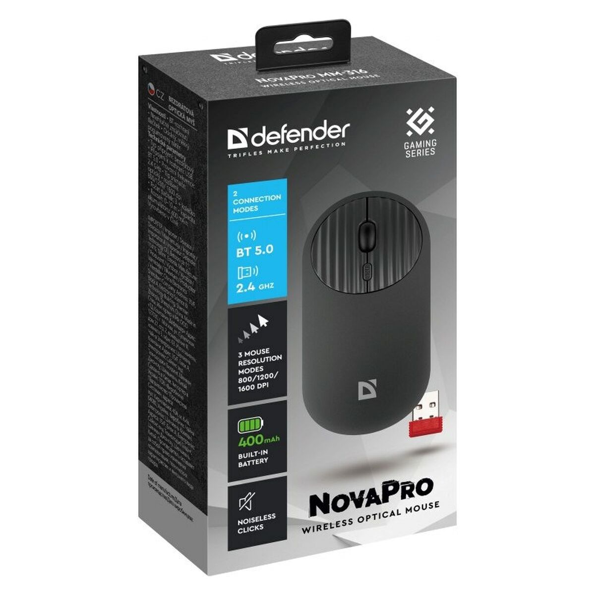 Wireless Bluetooth Mouse Defender MM-316 Black 1600 dpi