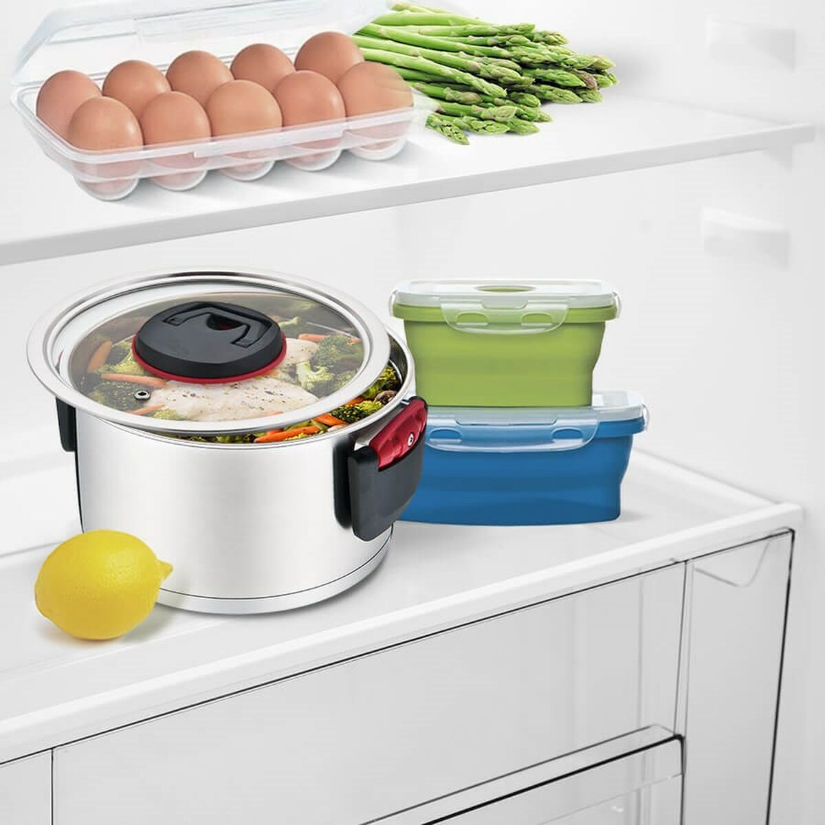 Casserole with Lid Feel Maestro  MR-3530-20 Red Black Steel Stainless steel Plastic  20 cm 3,2 L