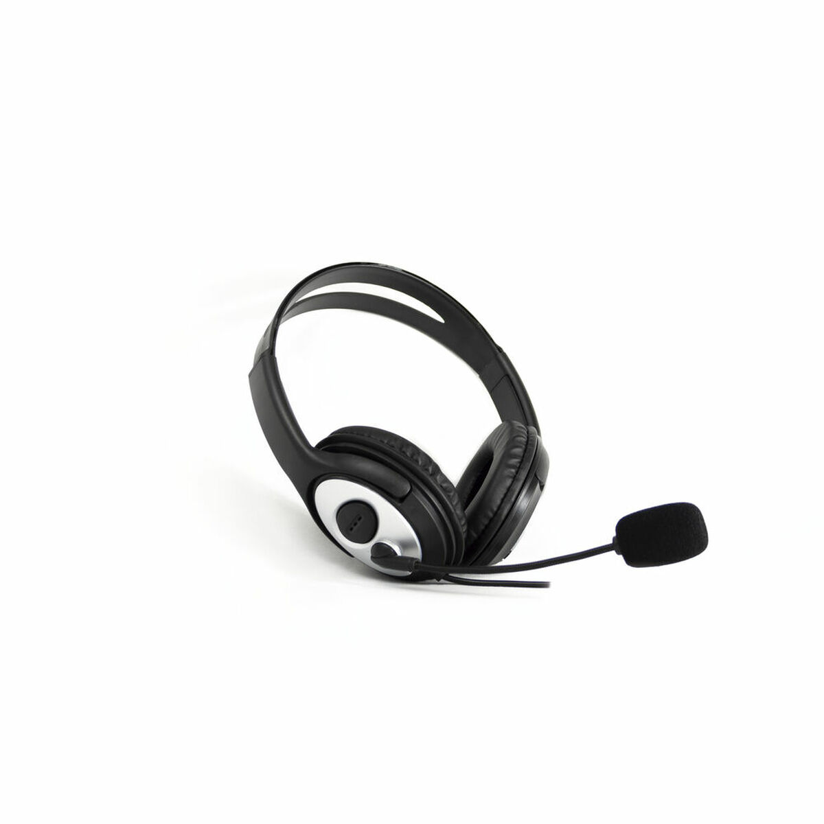 Headphones with Microphone CoolBox COO-AUM-01 Black Silver Headphones with Microphone CoolBox COO-AUM-01 Black Silver