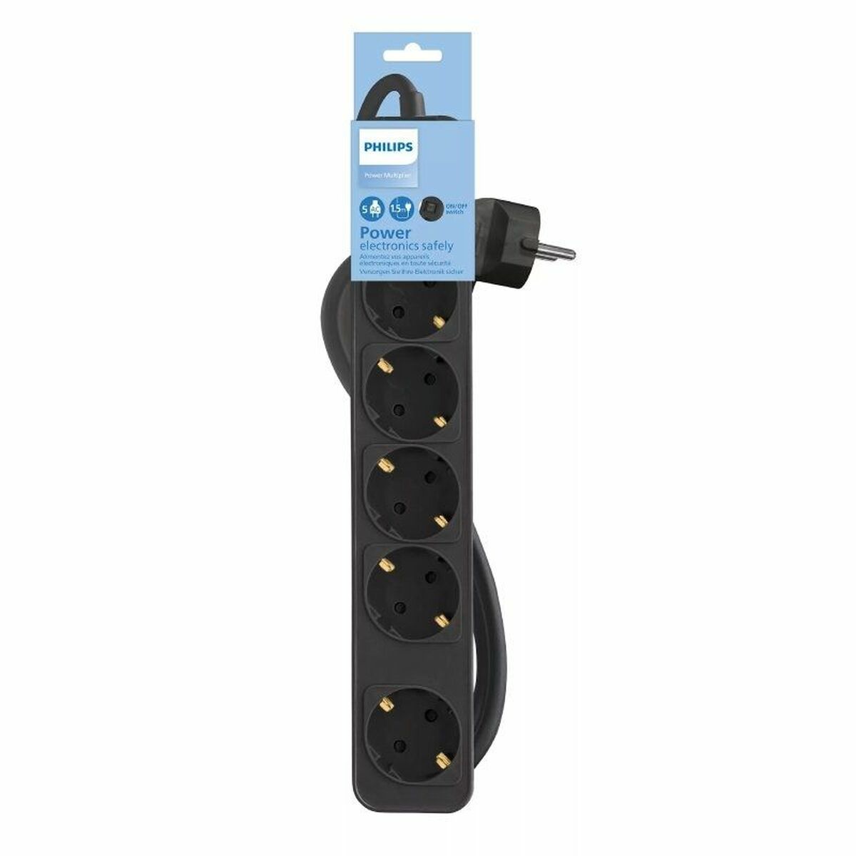 Power Socket – 5 sockets with Switch Philips CHP2154B/10 (1,5 m)
