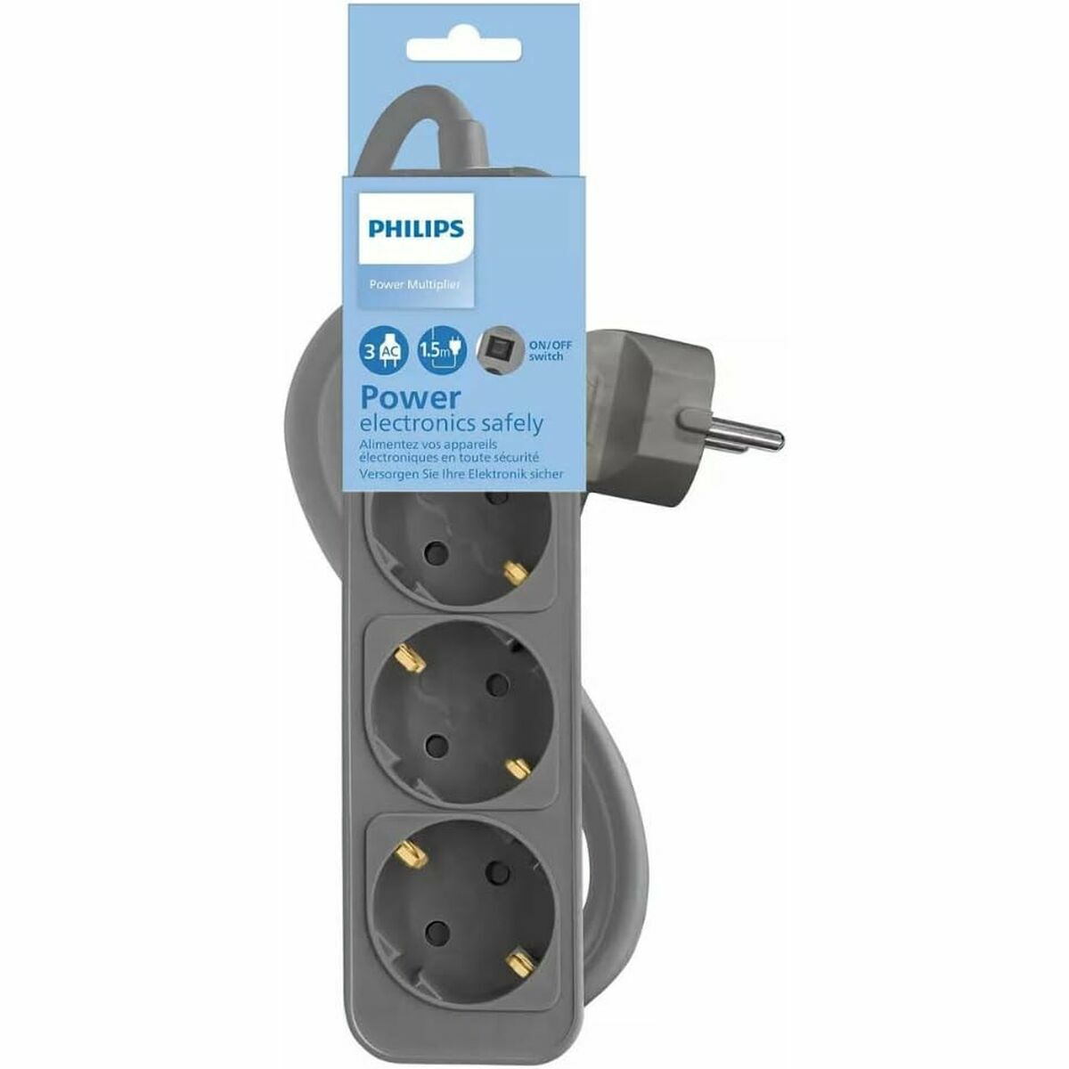 3-socket plugboard with power switch Philips CHP2134G/12 3-socket plugboard with power switch Philips CHP2134G/12