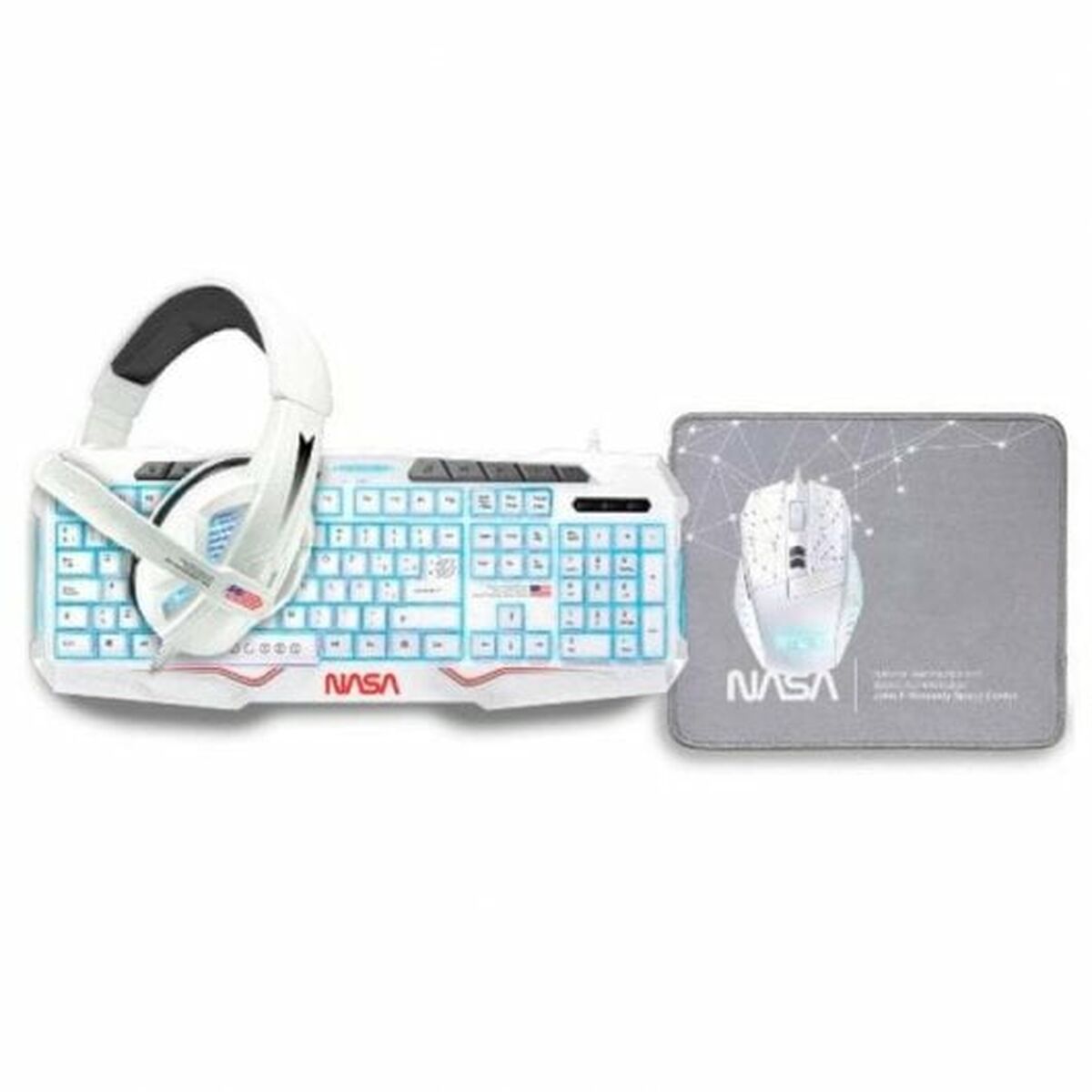 Keyboard and Mouse NASA ANDROMEDA4IN1-W White Multicolour Spanish Qwerty Keyboard and Mouse NASA ANDROMEDA4IN1-W White Multicolour Spanish Qwerty