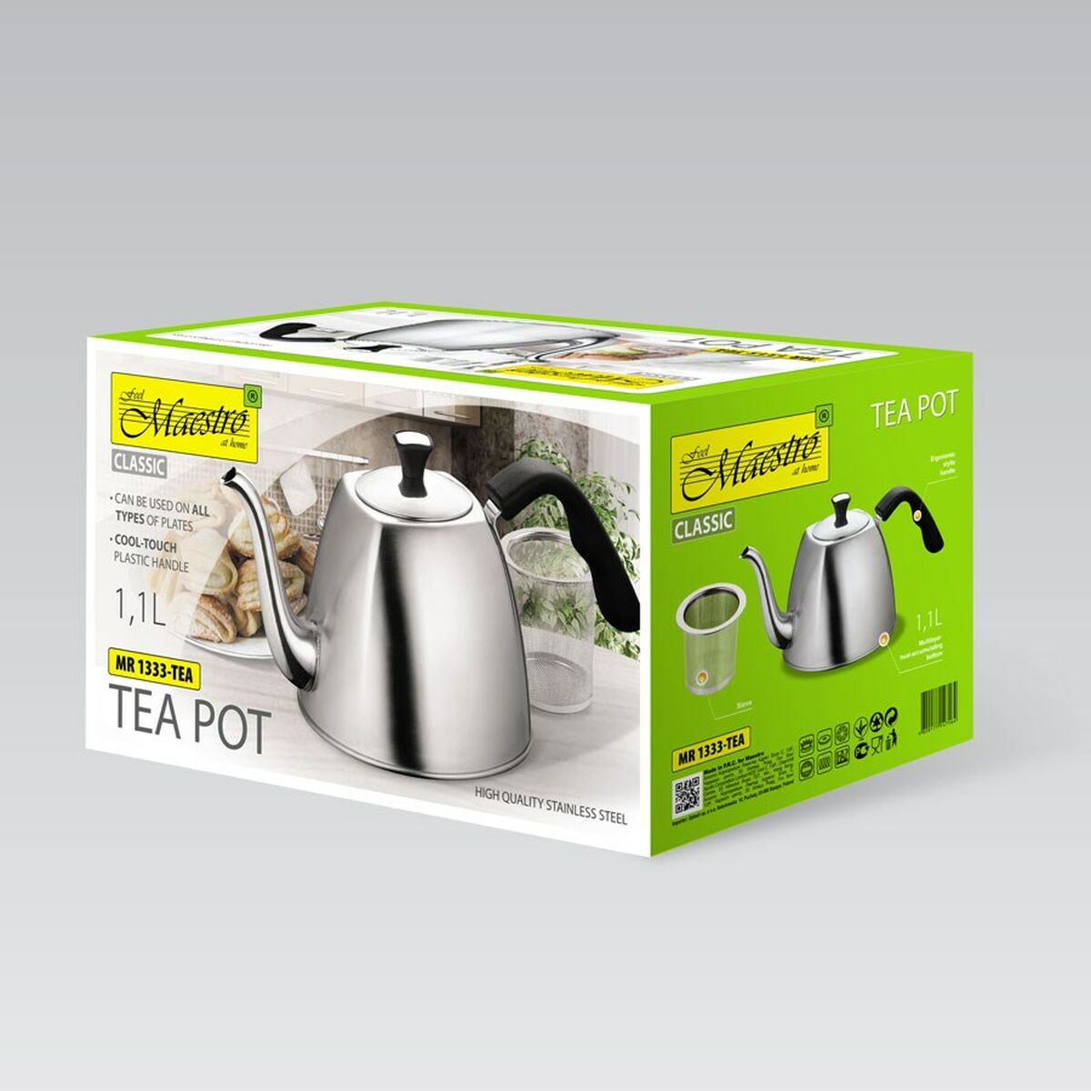 Teapot Feel Maestro MR-1333-Tea Black Steel Stainless steel Plastic 1,1 L