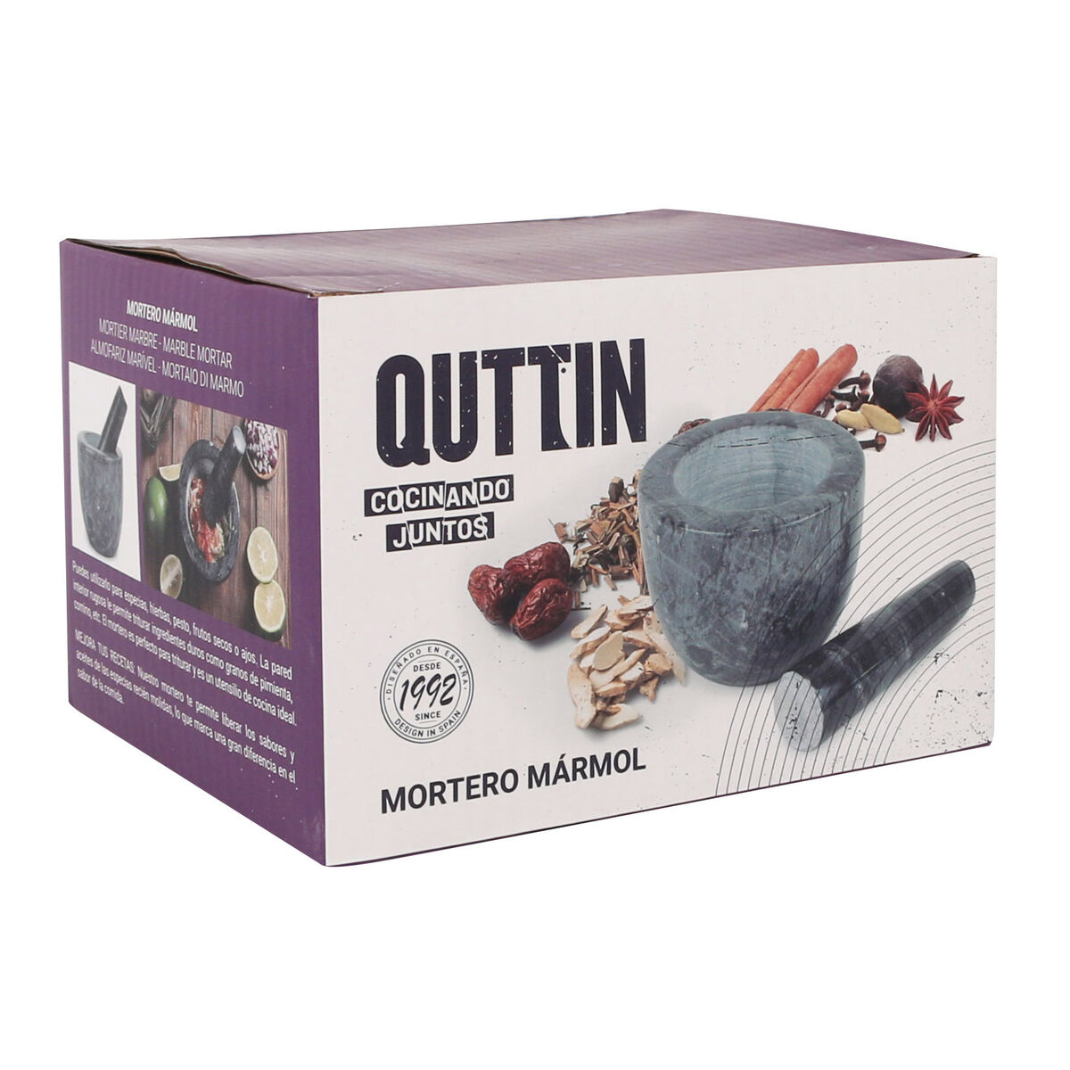 Mortar and pestle Quttin Granite 10 x 10 x 8 cm (12 Units)