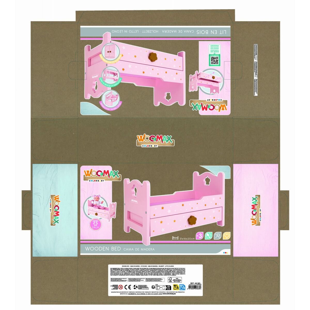 Bed Woomax Pink 4 Units 31 x 20 x 16 cm