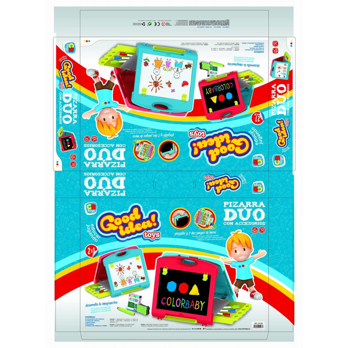 Double-sided Slate Colorbaby 34 x 31 x 29 cm 2 Units 34 x 31 x 29 cm