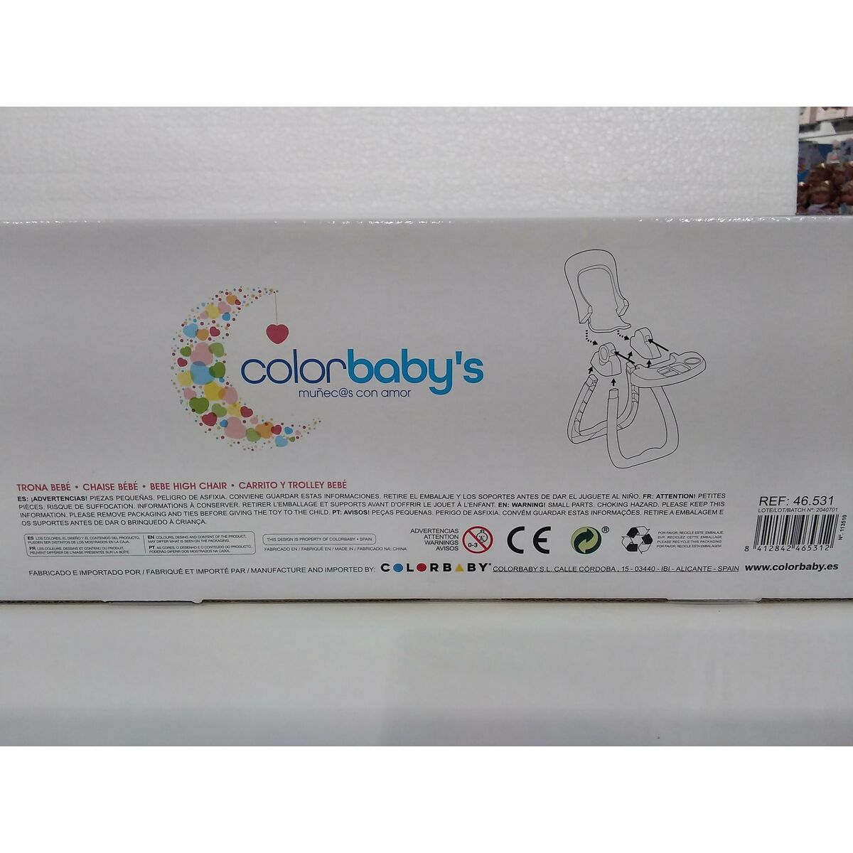 Highchair Colorbaby 30 x 54 x 34,5 cm 2 Units
