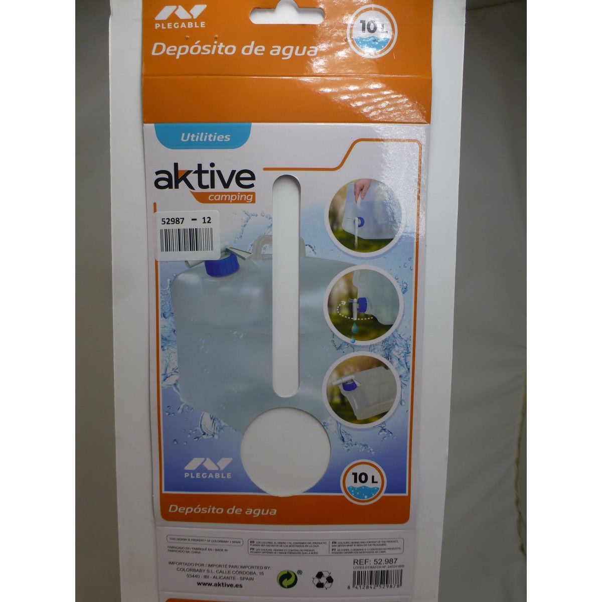 Water bottle Aktive Polyethylene 10 L 22 x 26 x 22 cm (12 Units)