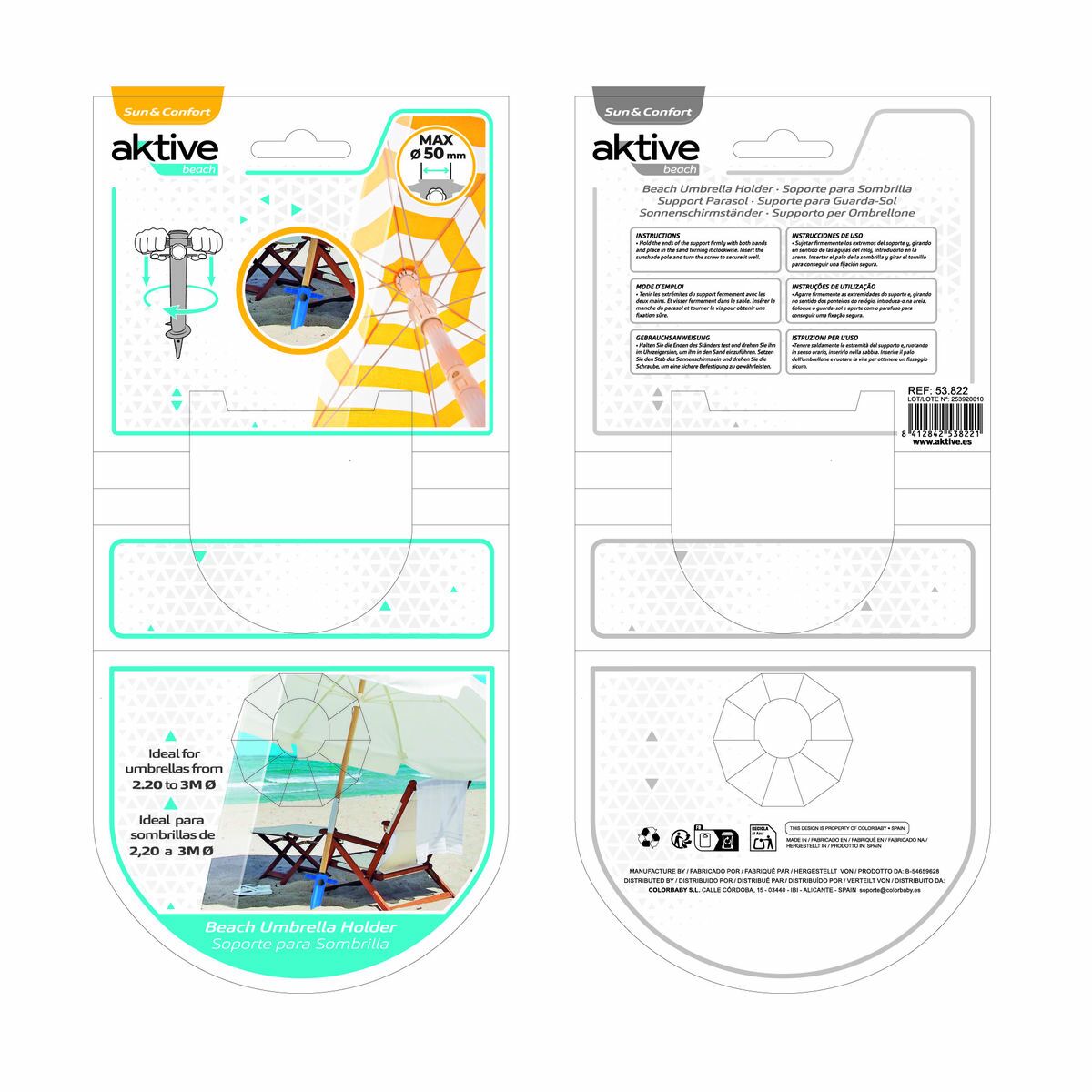 Umbrella hanger Aktive Plastic 18,5 x 40,5 x 8 cm (6 Units)