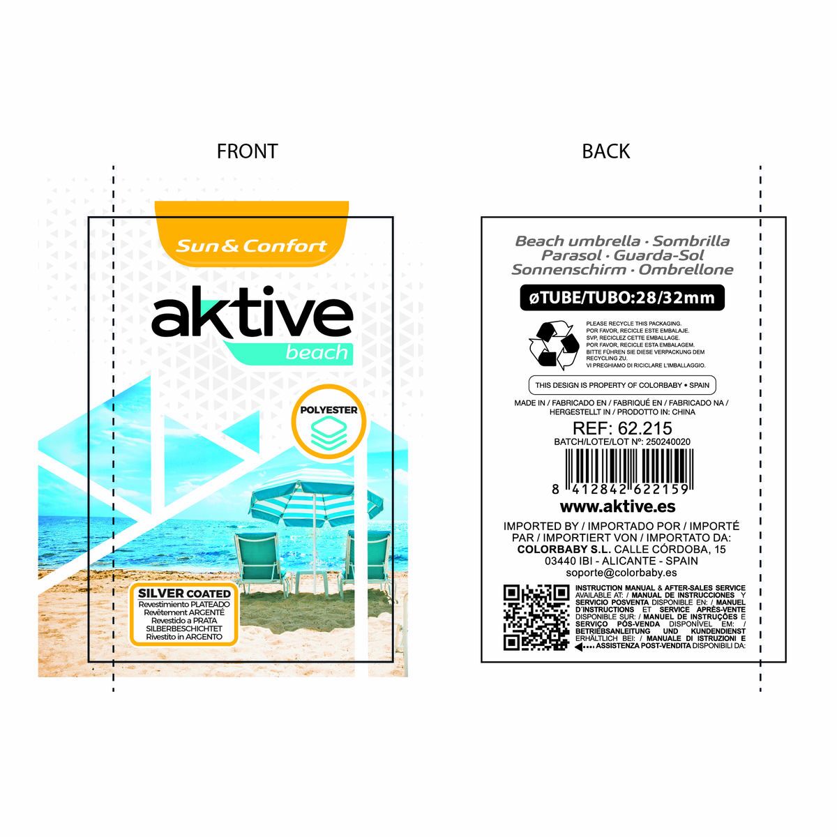 Umbrella Aktive Blue 200 x 205 x 200 cm (6 Units)