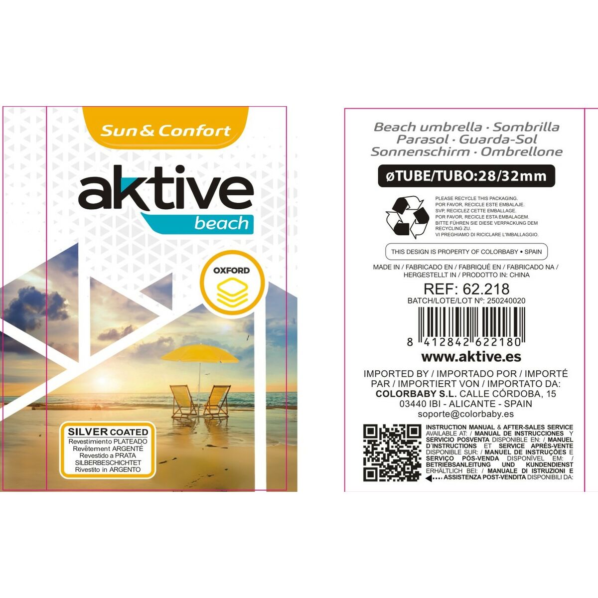 Umbrella Aktive Multicolour 200 x 200 x 200 cm (6 Units)