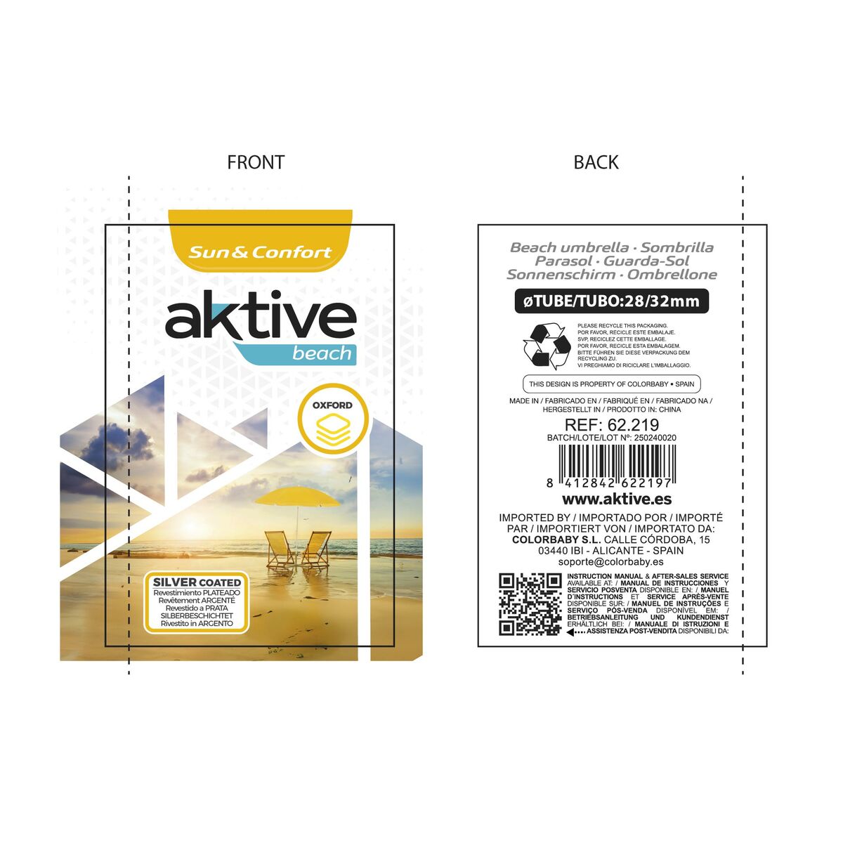 Umbrella Aktive Multicolour 220 x 207 x 220 cm 220 x 210 x 220 cm (6 Units)