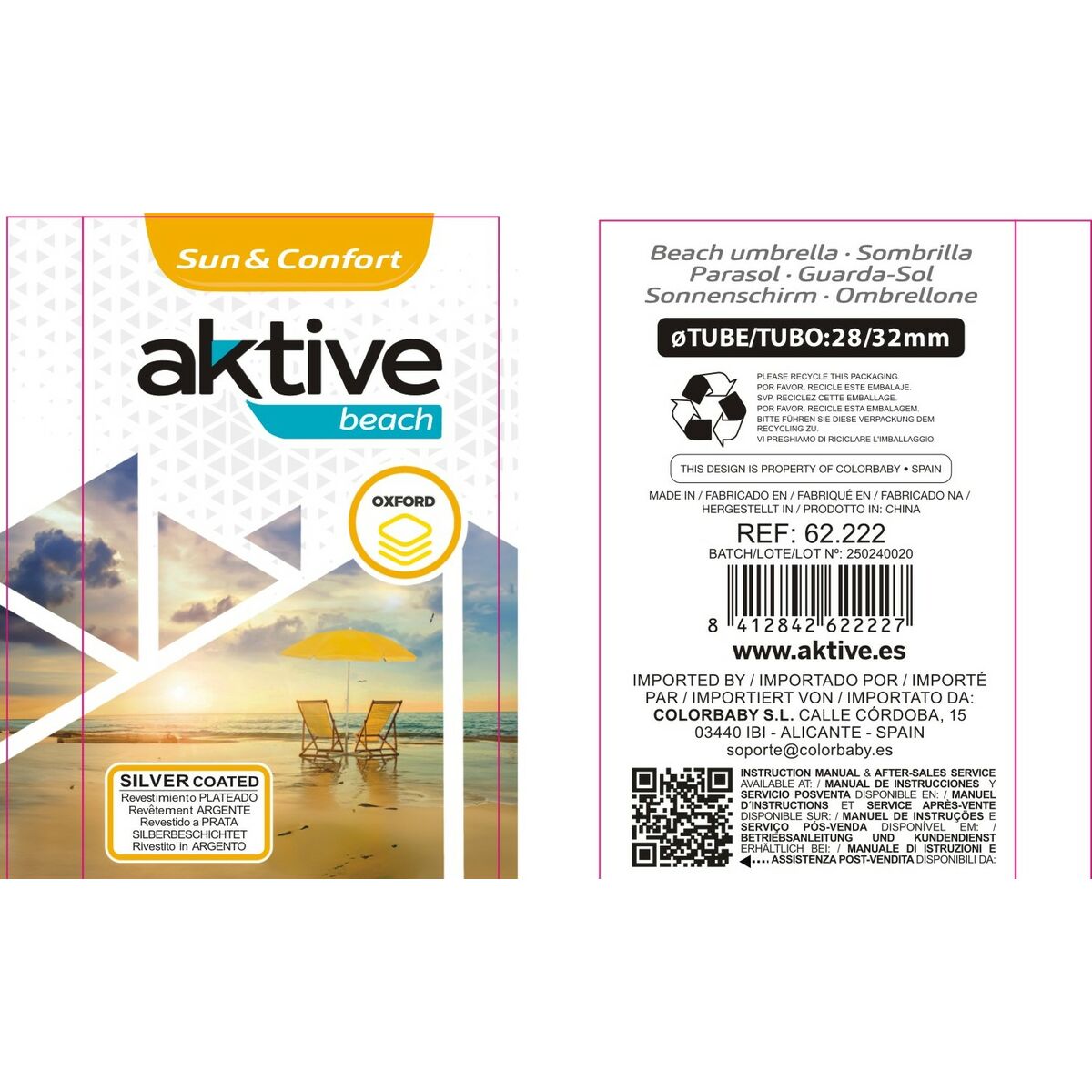 Sunshade Aktive Multicolour Steel 220 x 215 x 220 cm (6 Units)