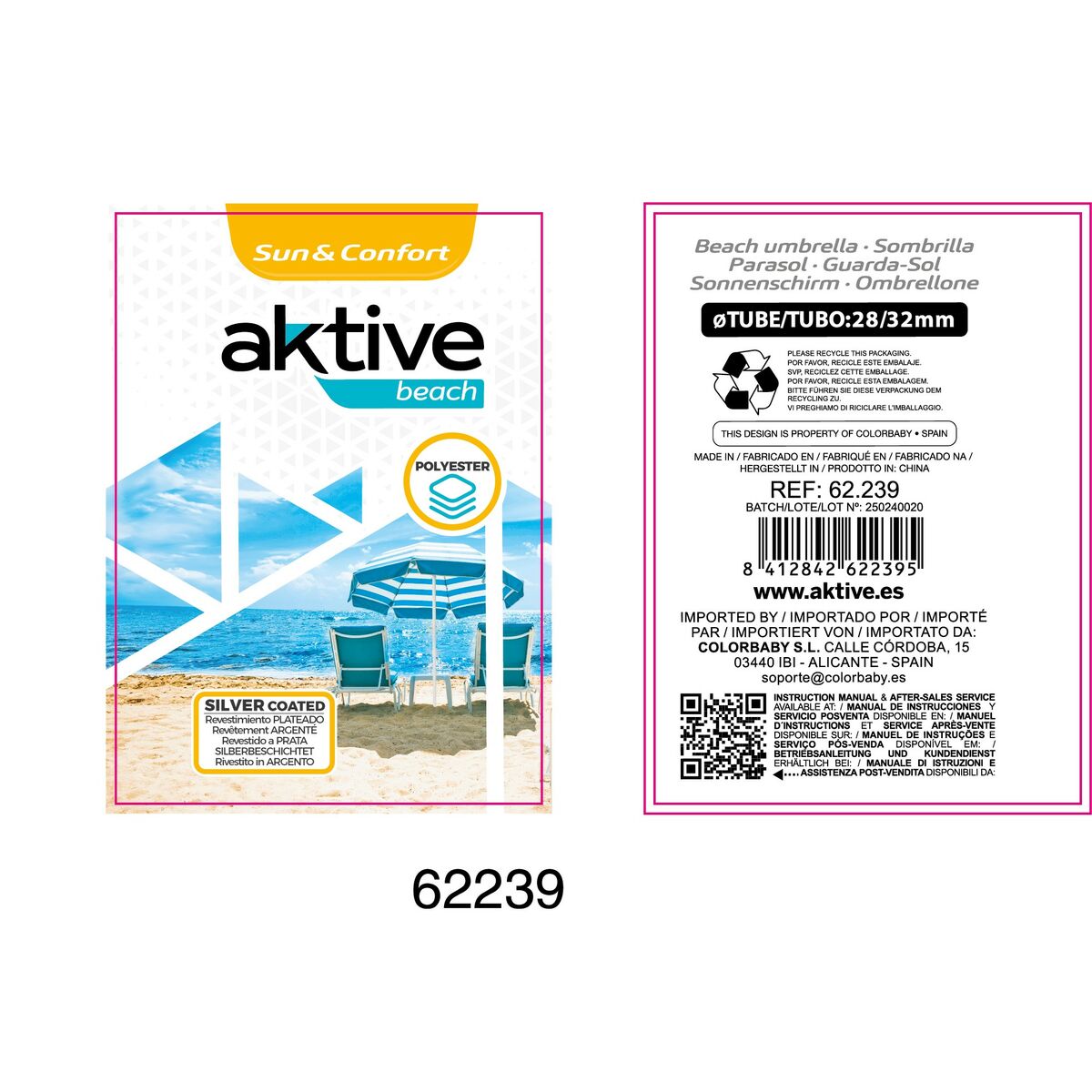 Umbrella Aktive Blue 220 x 207,5 x 220 cm (6 Units)