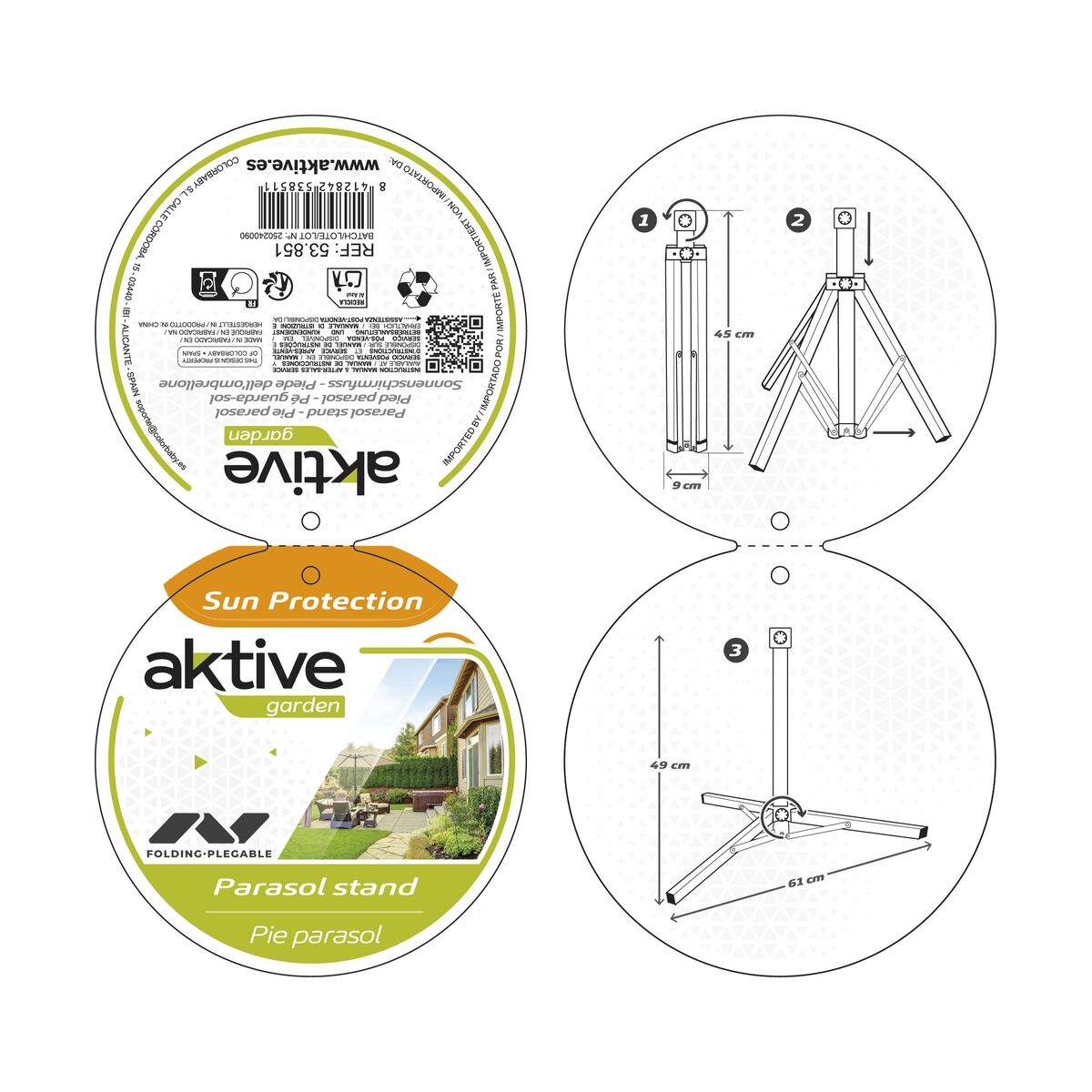 Base for beach umbrella Aktive White Metal 61 x 49,5 x 61 cm (6 Units)