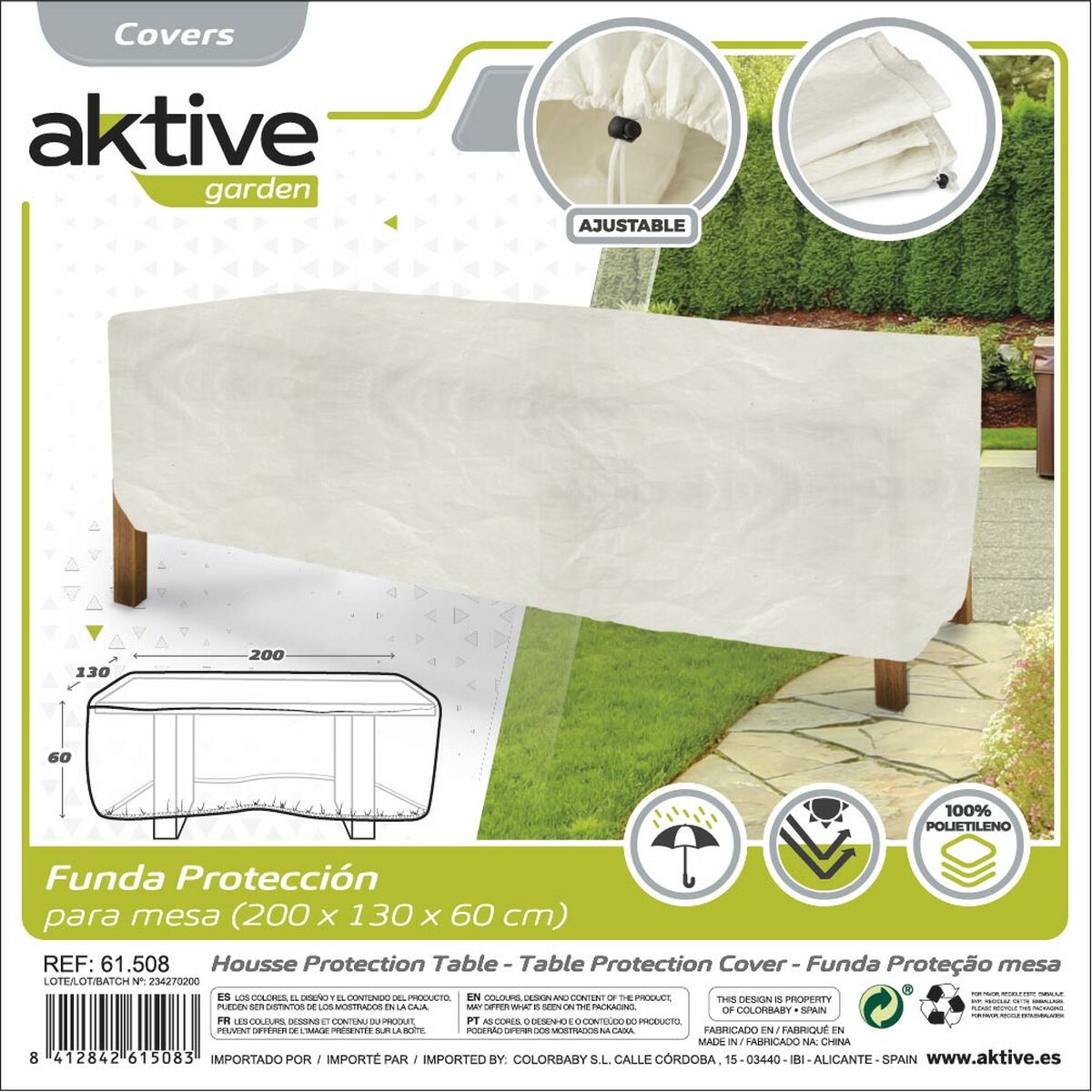 Protective Case Aktive Tables Polyethylene 200 x 60 x 130 cm (6 Units)