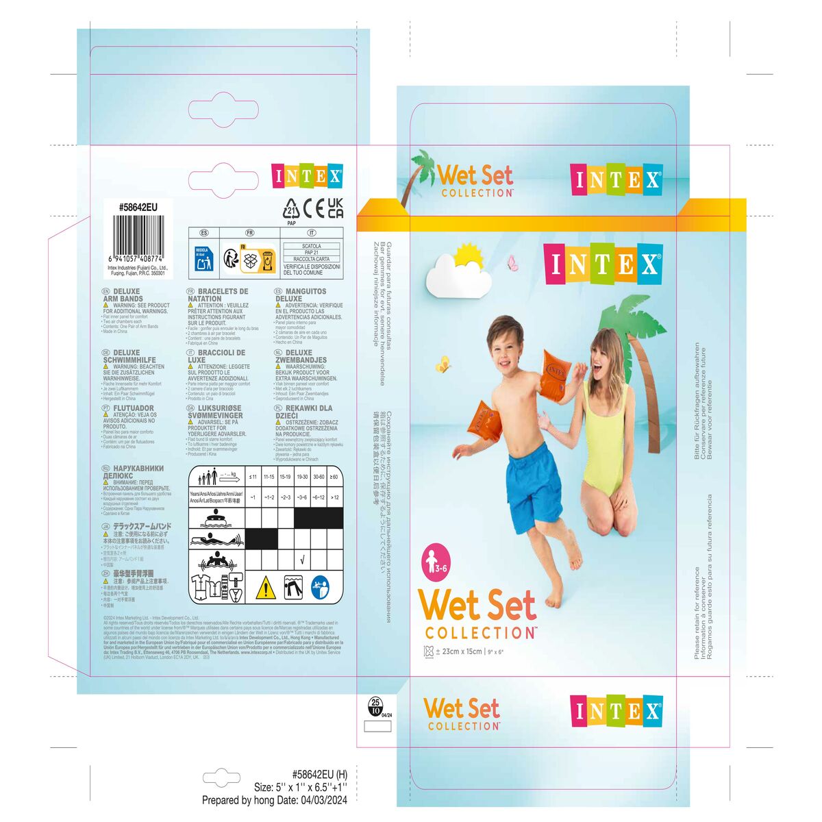 Sleeves Intex Neon 23 x 15 cm (36 Units)