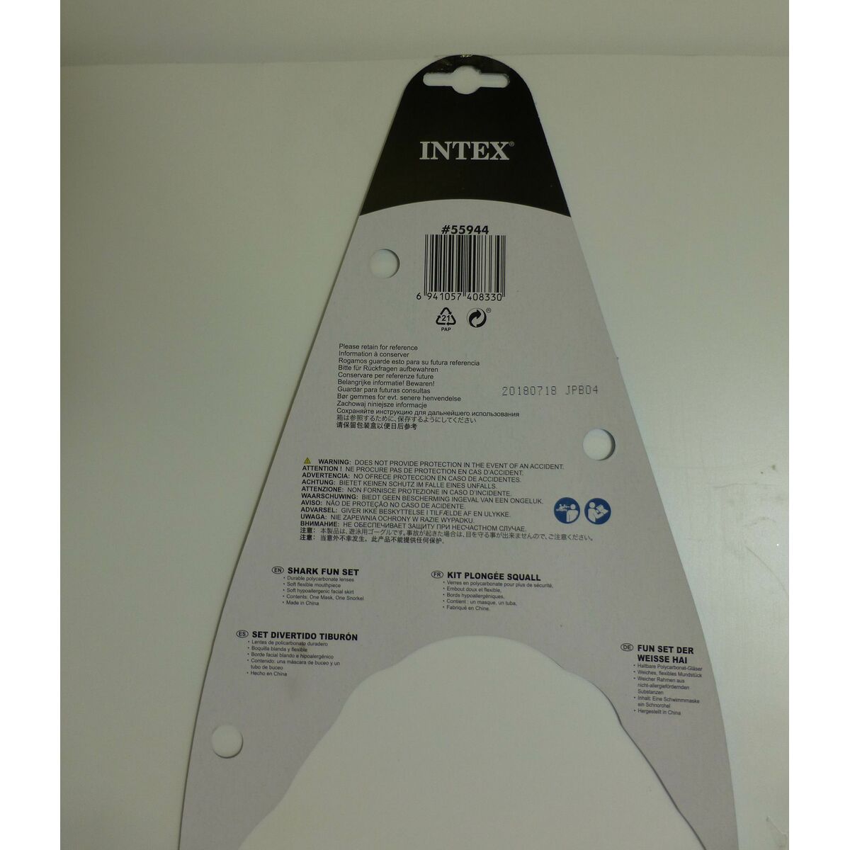 Snorkel Goggles and Tube for Children Intex Shark (6 Units)