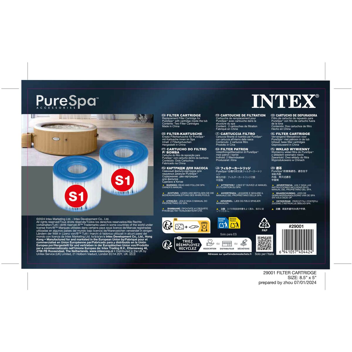 Replacement cartridges Intex S1 (6 Units)