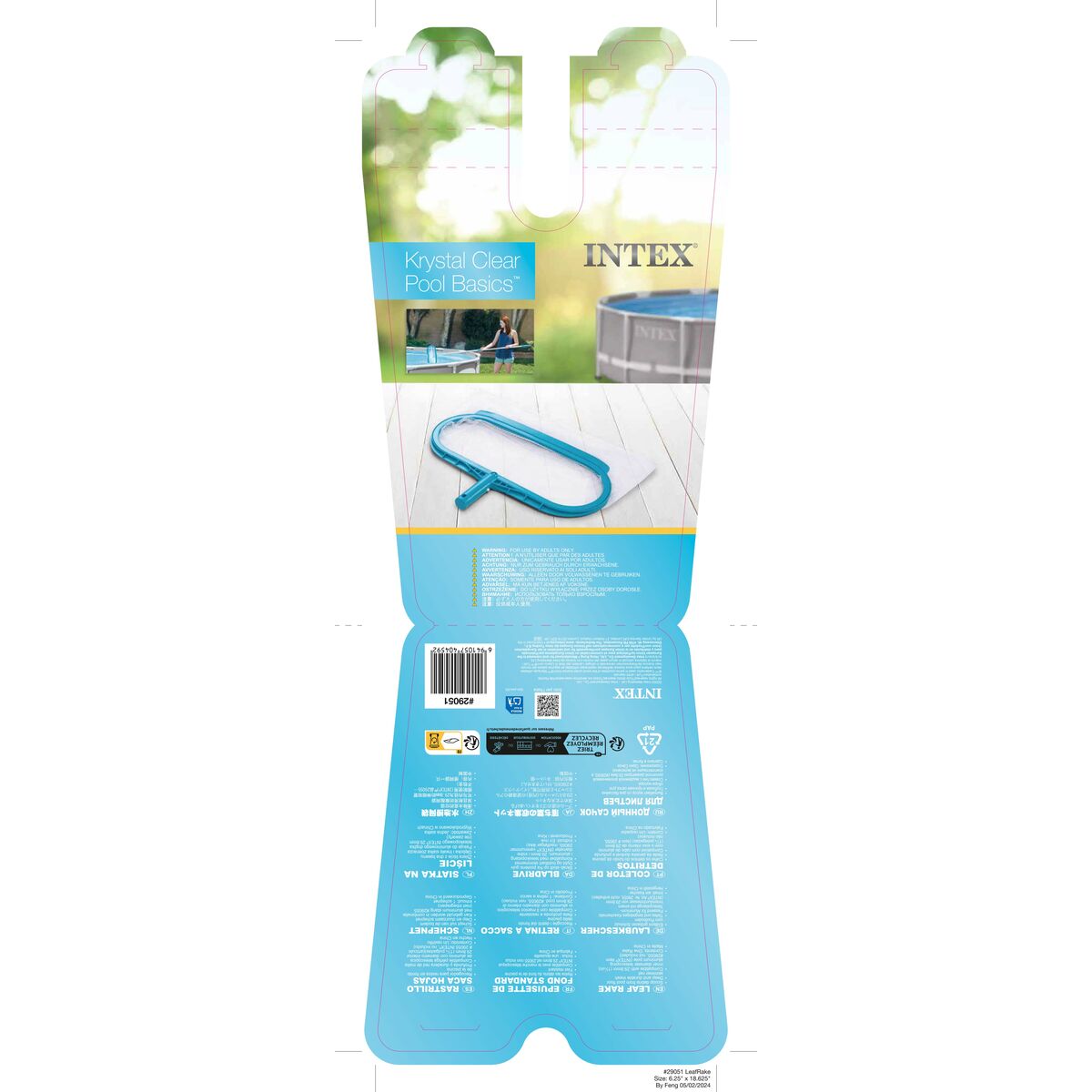 Leaf Collector for Pools Intex 44 x 3 x 29,5 cm (12 Units)