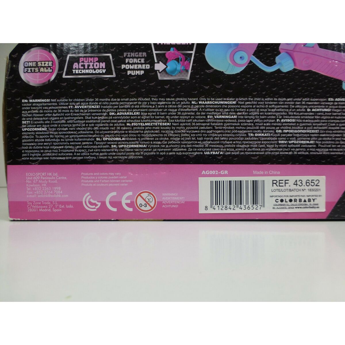 Water Pistol Eolo HYDRO CHARGER Pink 300 ml 38 x 8 x 7,5 cm (6 Units)