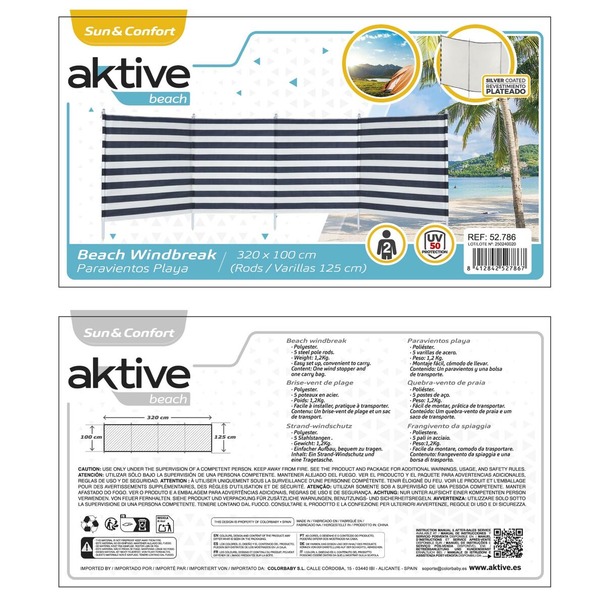 Beach Windscreen Aktive 320 x 125 x 2,5 cm