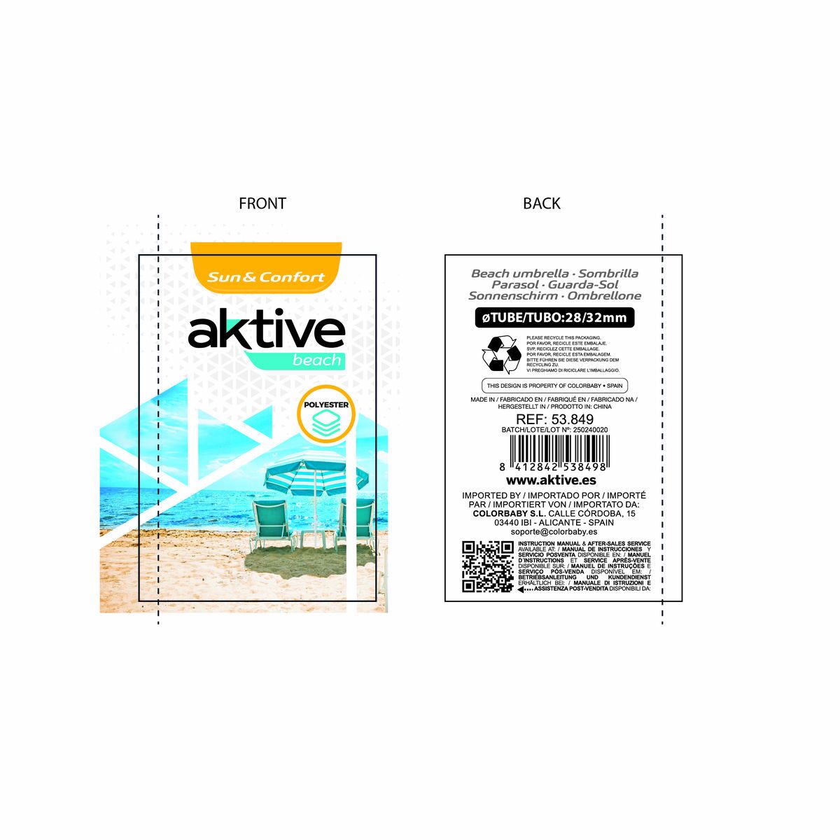 Umbrella Aktive Red 280 x 263 x 280 cm (4 Units)