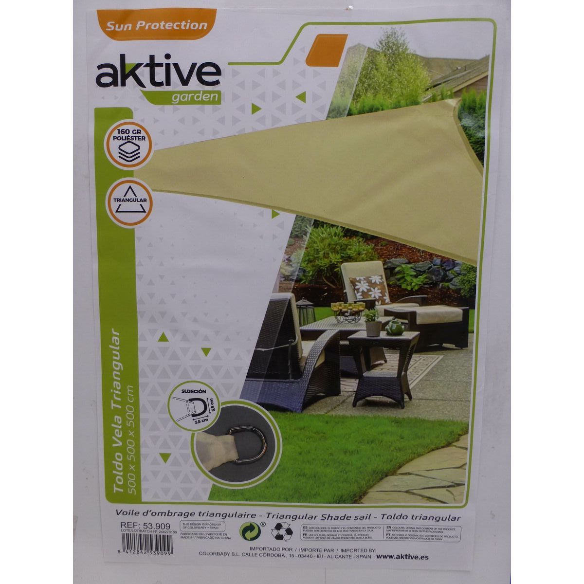 Shade Sail Aktive Cream 500 x 0,3 x 500 cm Triangular (4 Units)