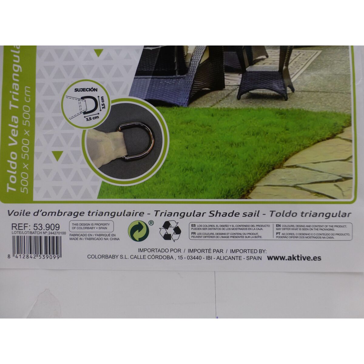 Shade Sail Aktive Cream 500 x 0,3 x 500 cm Triangular (4 Units)