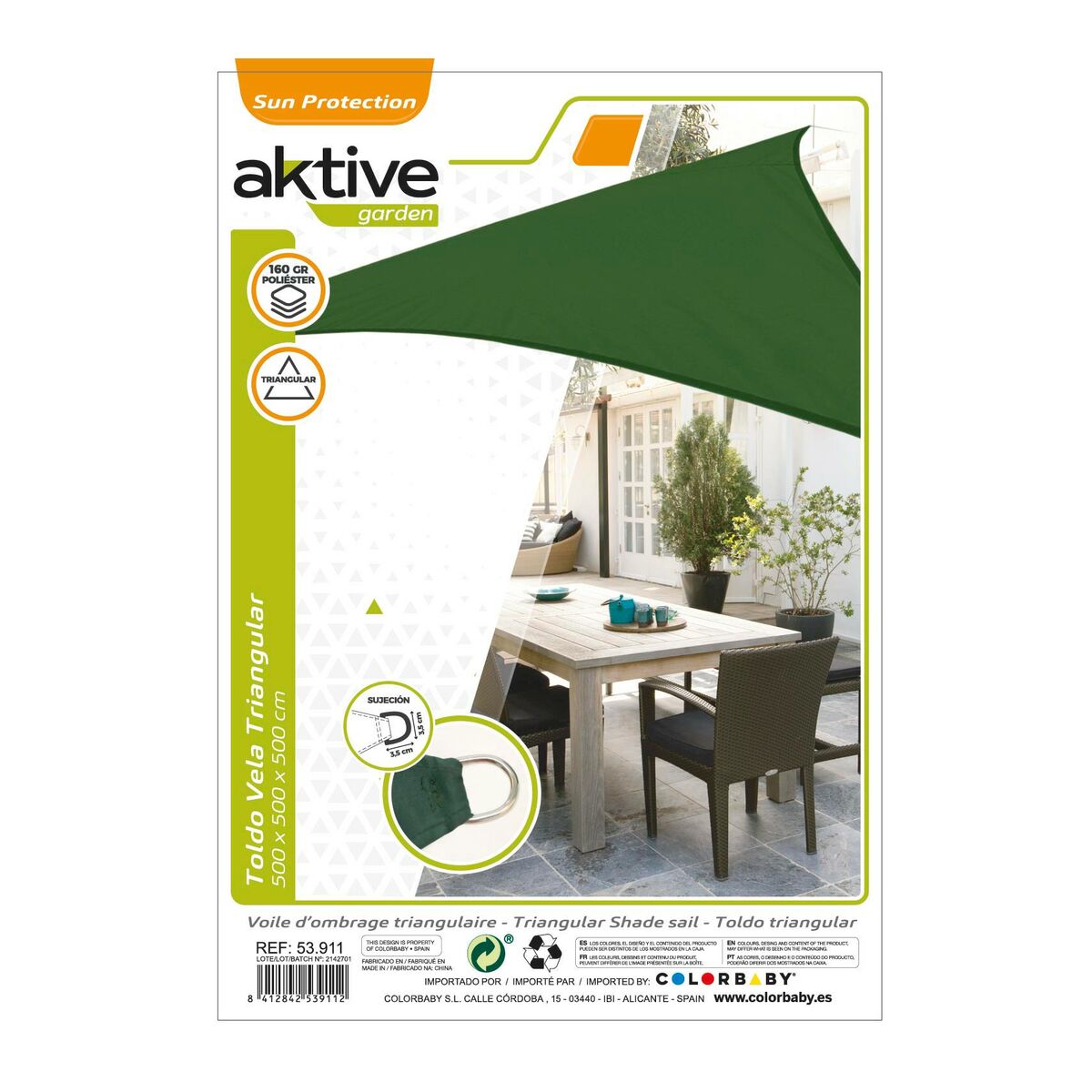Shade Sails Aktive Triangular Green 500 x 0,5 x 500 cm (4 Units)