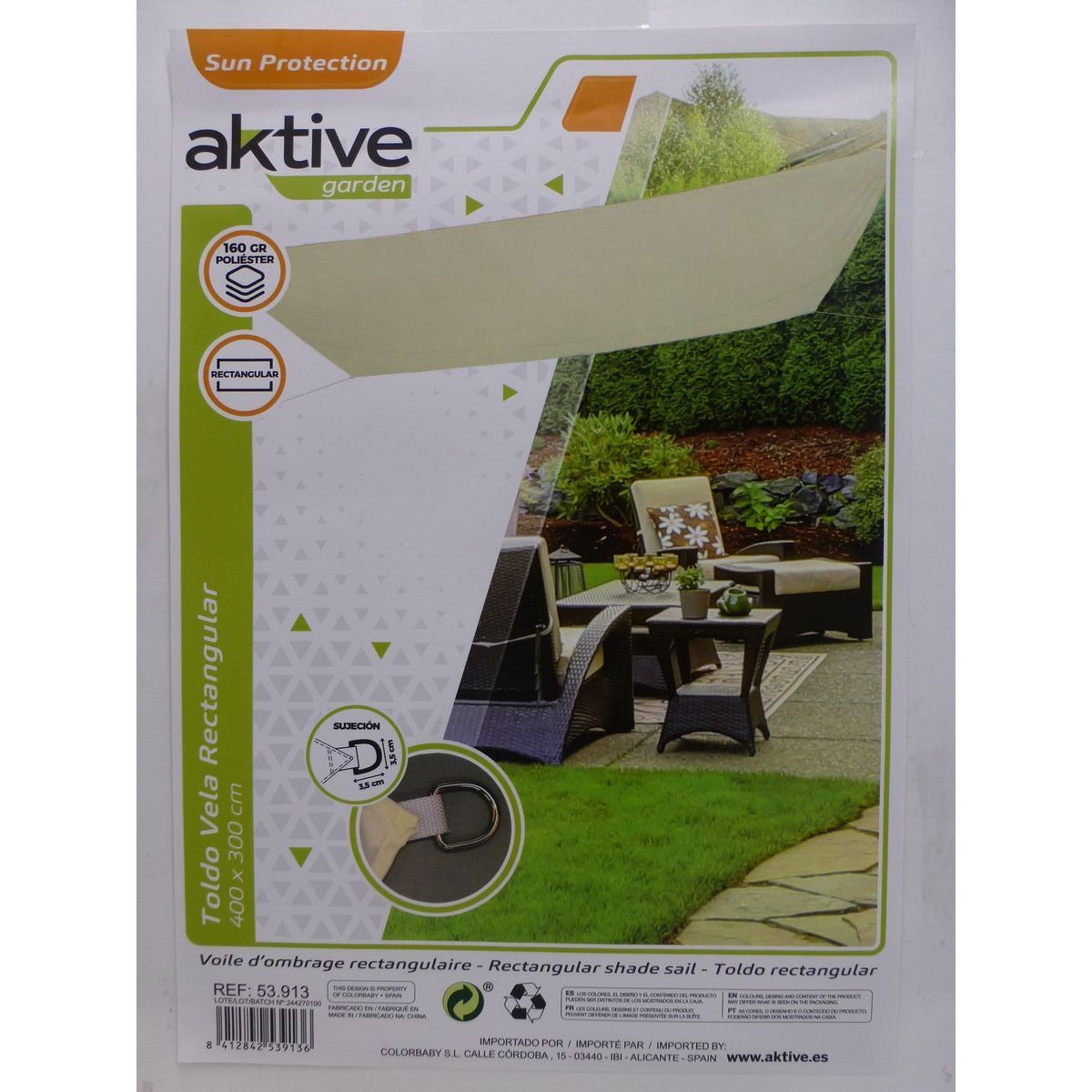 Shade Sails Aktive Triangular Cream 300 x 0,5 x 400 cm (4 Units)
